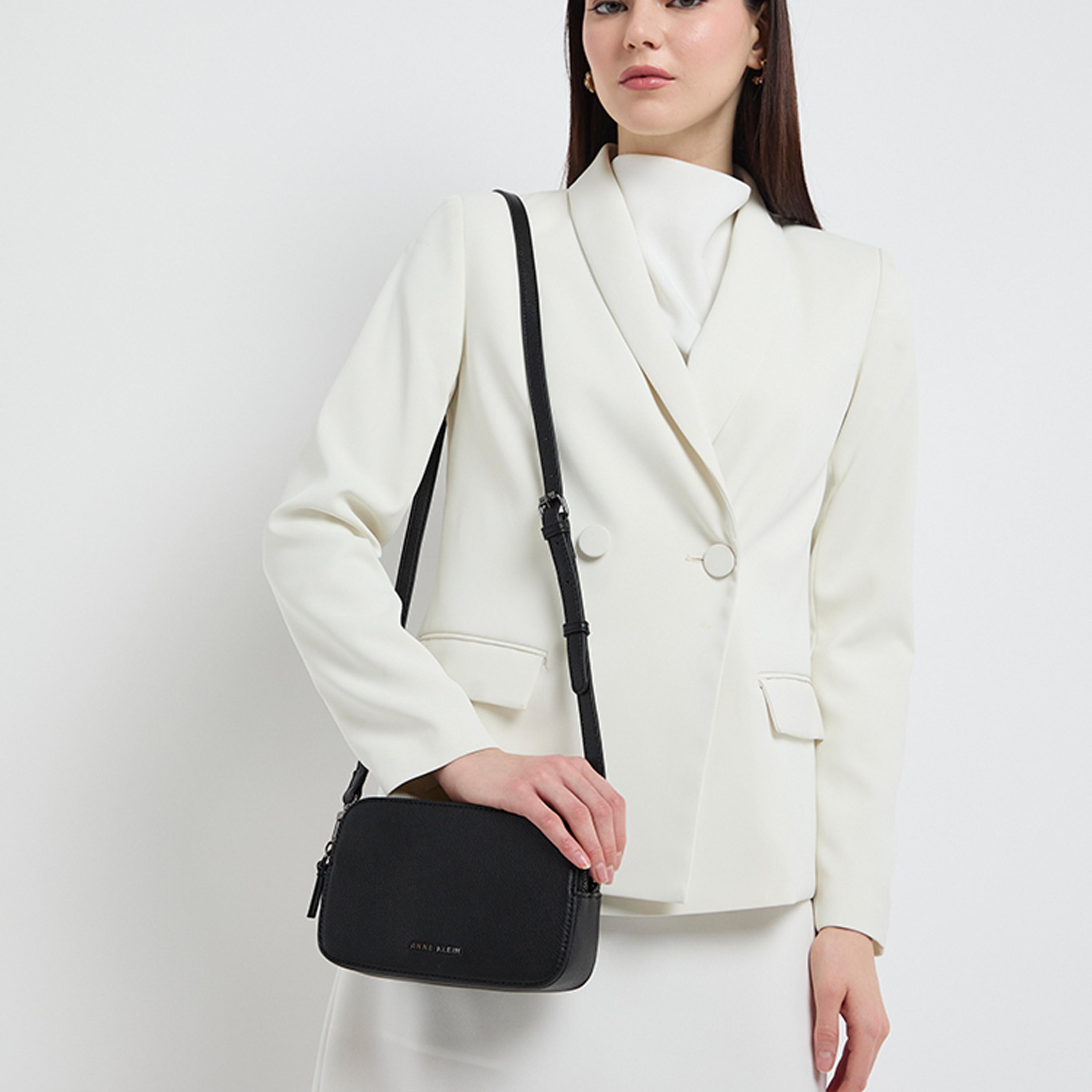 آن كلين - شنطة كروس مزخرفة بسحاب وحزام قابل للإزالة | 20 × 13 × 7.5 سم-women-bagsandwallets-handbags-image-2