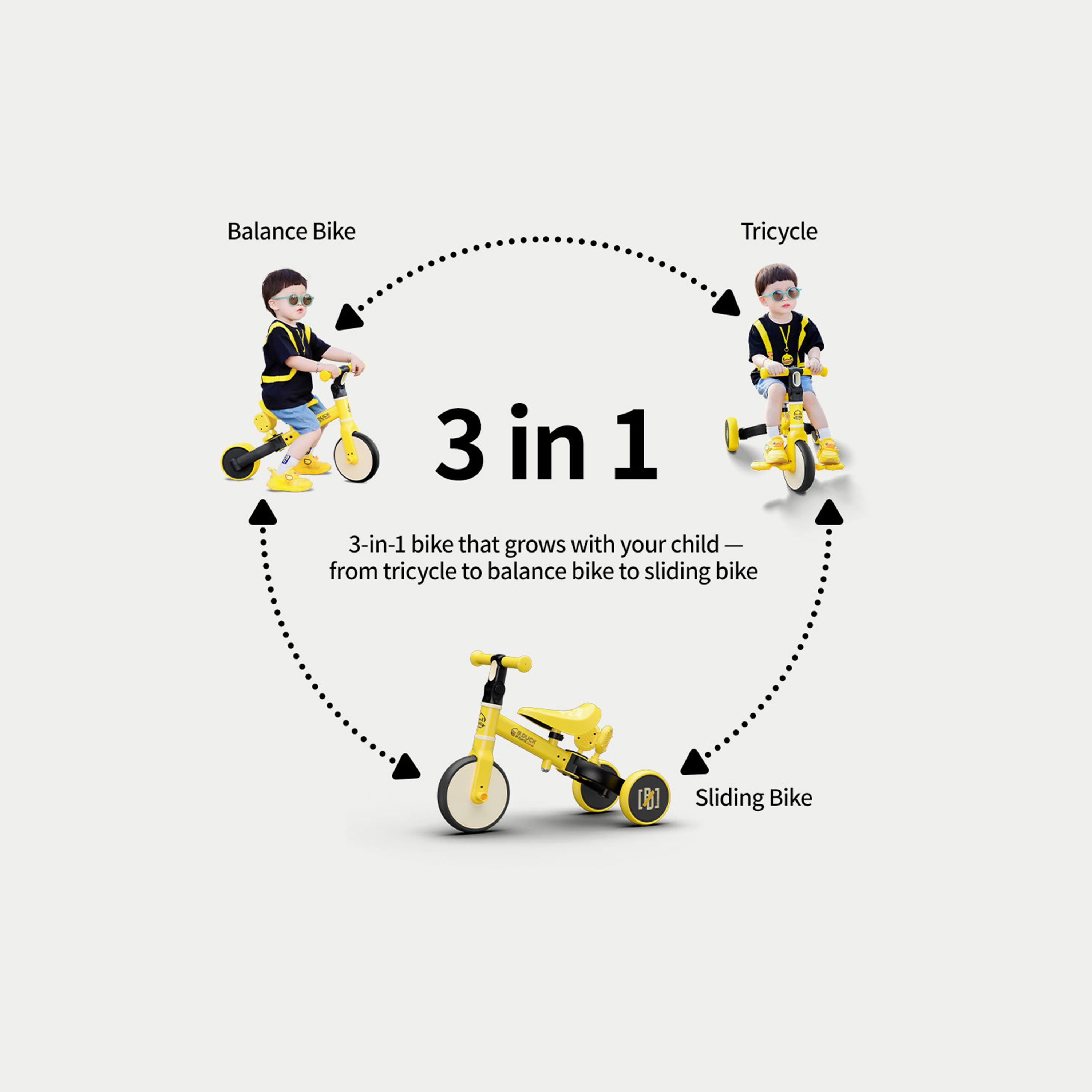 دراجة تعليمية 3 في 1 مع مقعد ومقود قابلين للتعديل من بي داك - أصفر-toys-outdoor-bikesandrideons-image-3