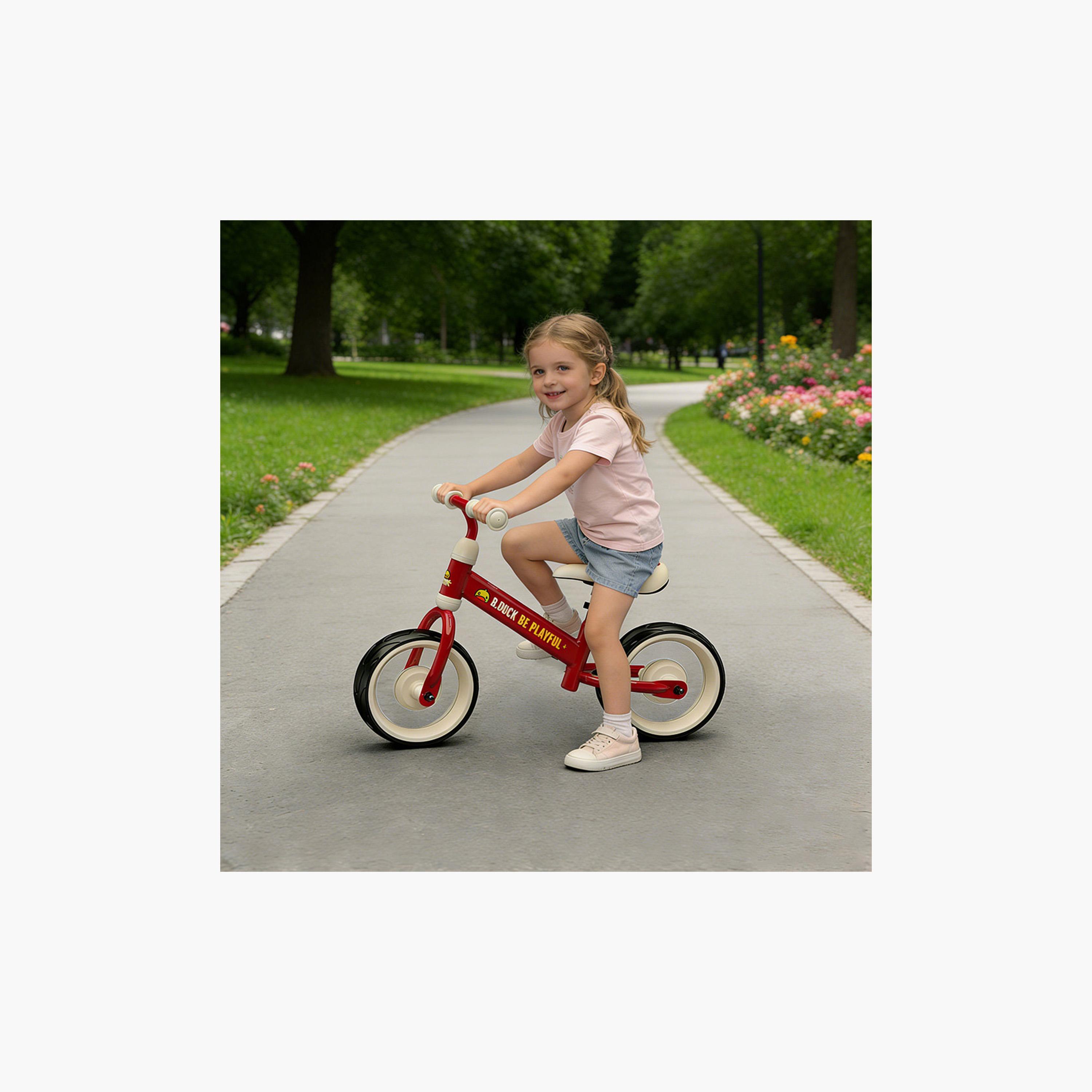 B Duck Balance Bike with Height Adjustable Saddle, Anti-Slip Handle & Wheels - Dark Red-toys-outdoor-bikesandrideons-bikes-image-2