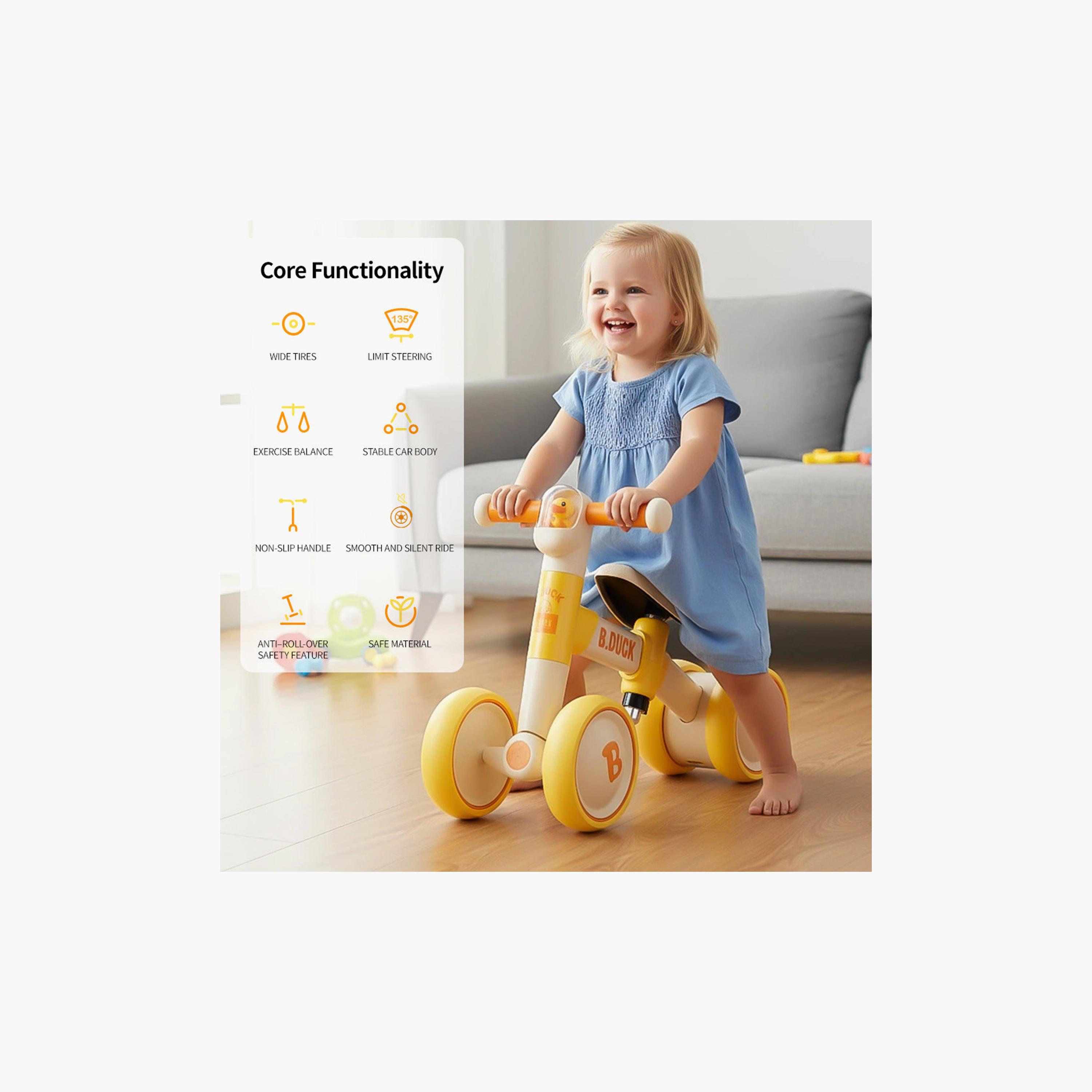 دراجة توازن مع مقود قابل لتعديل الارتفاع ومقابض وعجلات مانعة للانزلاق من بي داك - أصفر-toys-outdoor-bikesandrideons-image-2