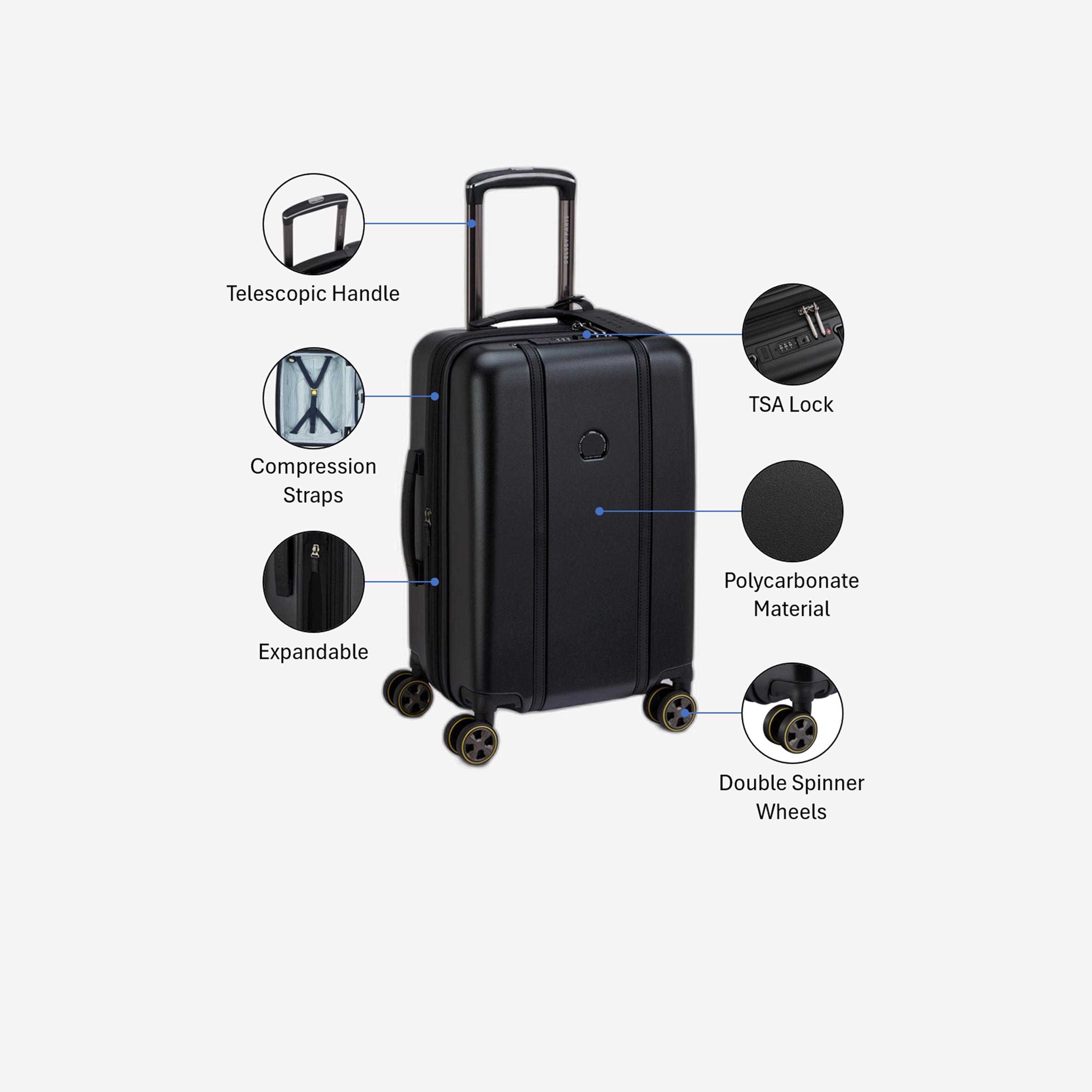 Delsey Paris Cadence 55 CM Small Cabin Polycarbonate with ABS Hard Sided 4-Wheeler Spinner Trolley Bag with TSA Lock-travel-luggagesandbags-luggage-image-3