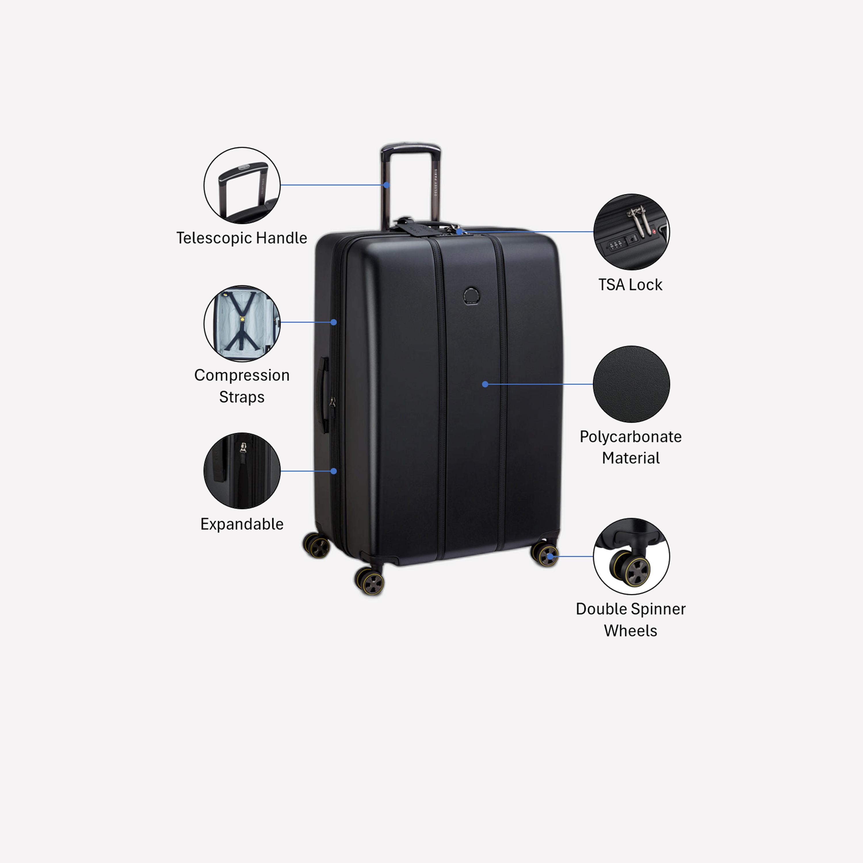 Delsey Paris Cadence 81.5 CM Extra Large Check-in Polycarbonate with ABS Hard Sided 4-Wheeler Spinner Trolley Bag with TSA Lock-travel-luggagesandbags-luggage-image-3