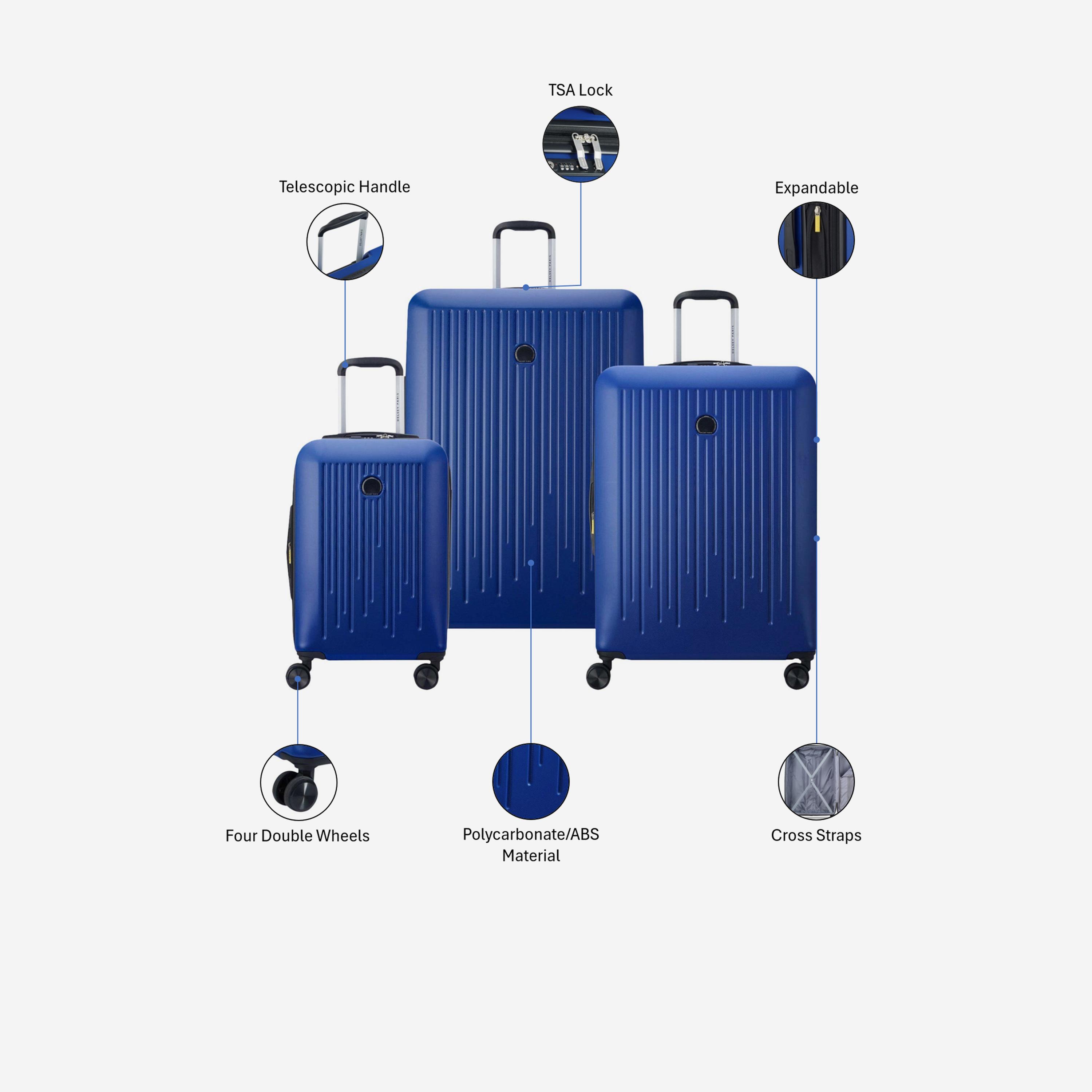 Delsey Paris Christine Set of 3 Polycarbonate with ABS Hard Sided 4-Wheeler Spinner Trolley Bag with TSA Lock-travel-luggagesandbags-luggage-image-2