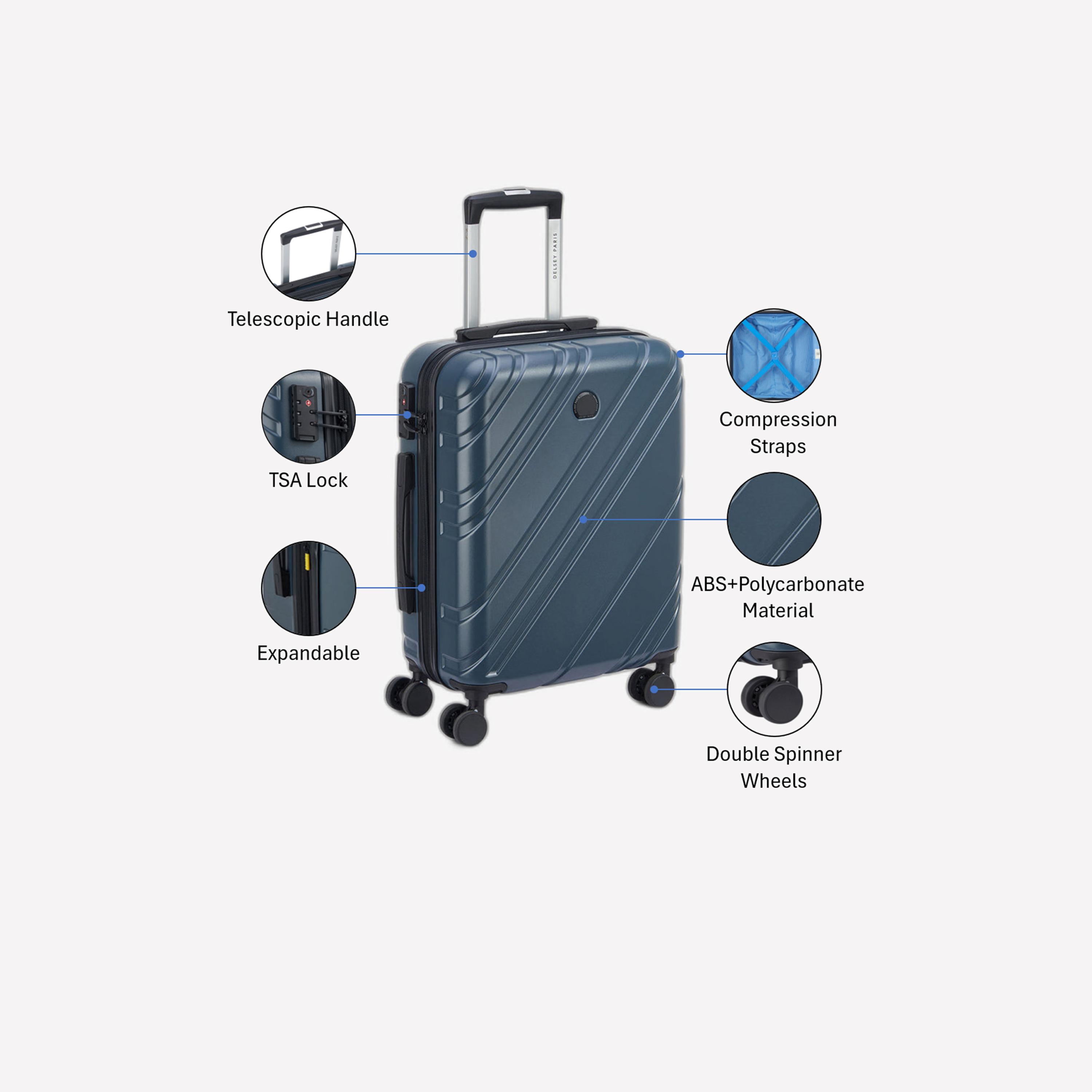 Delsey Paris Maxence 55 CM Small Cabin Polycarbonate with ABS Hard Sided 4-Wheeler Spinner Trolley Bag with TSA Lock-travel-luggagesandbags-luggage-image-3
