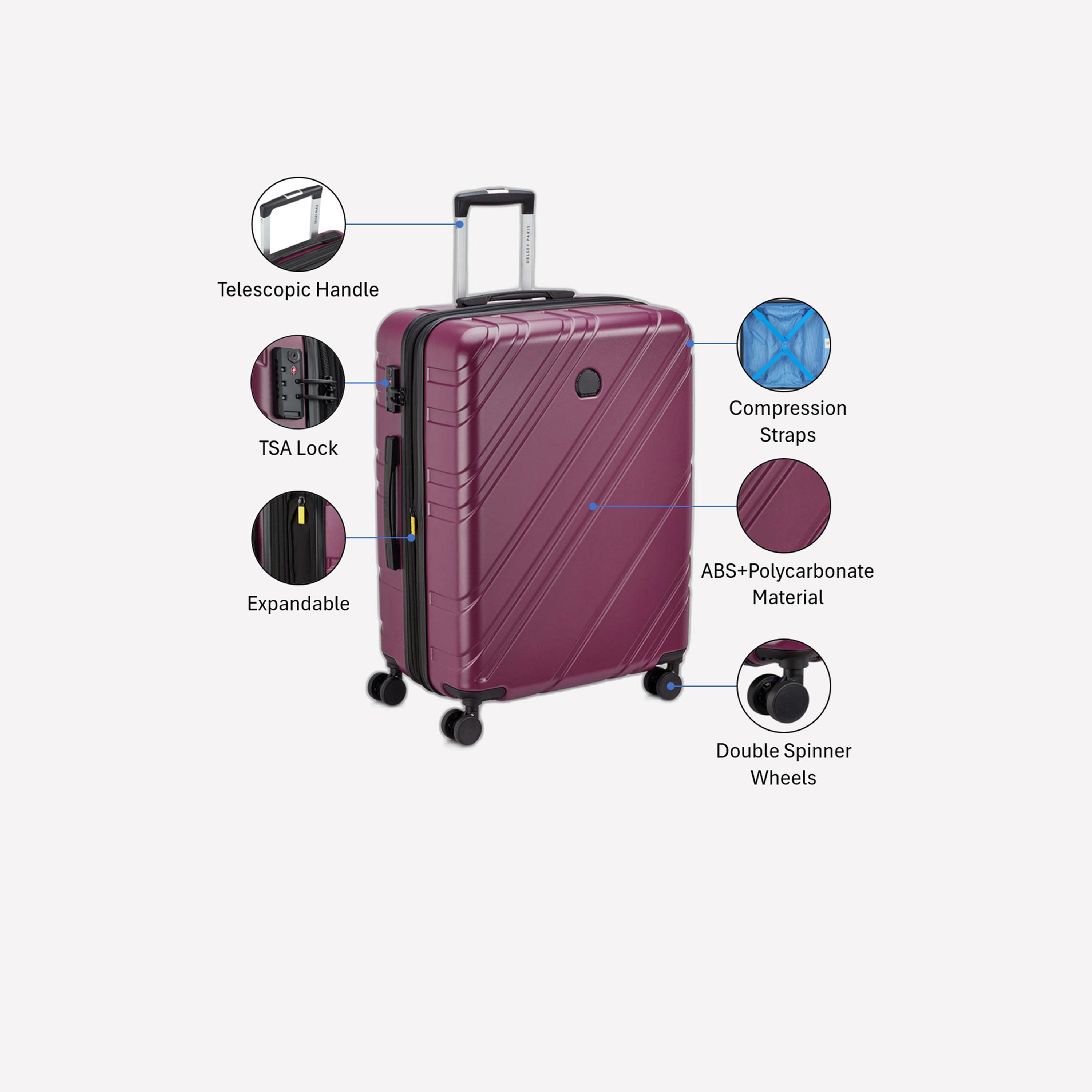Delsey Paris Maxence 70 CM Medium Check-in Polycarbonate with ABS Hard Sided 4-Wheeler Spinner Trolley Bag with TSA Lock-travel-luggagesandbags-luggage-image-3