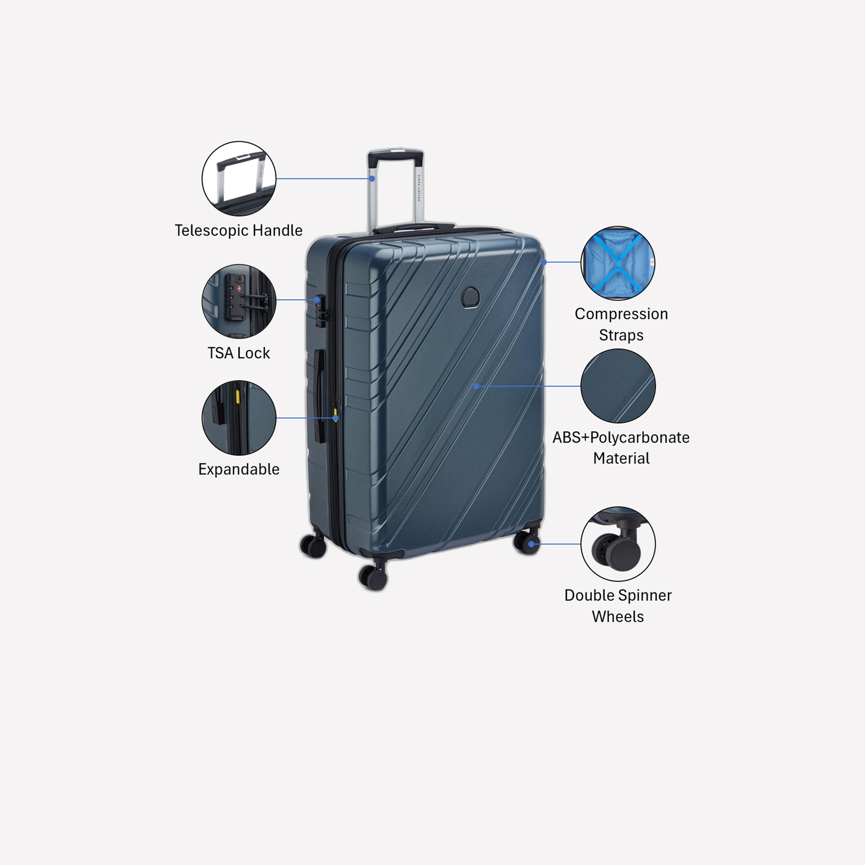 Delsey Paris Maxence 82 CM Extra Large Check-in Polycarbonate with ABS Hard Sided 4-Wheeler Spinner Trolley Bag with TSA Lock-travel-luggagesandbags-luggage-image-3
