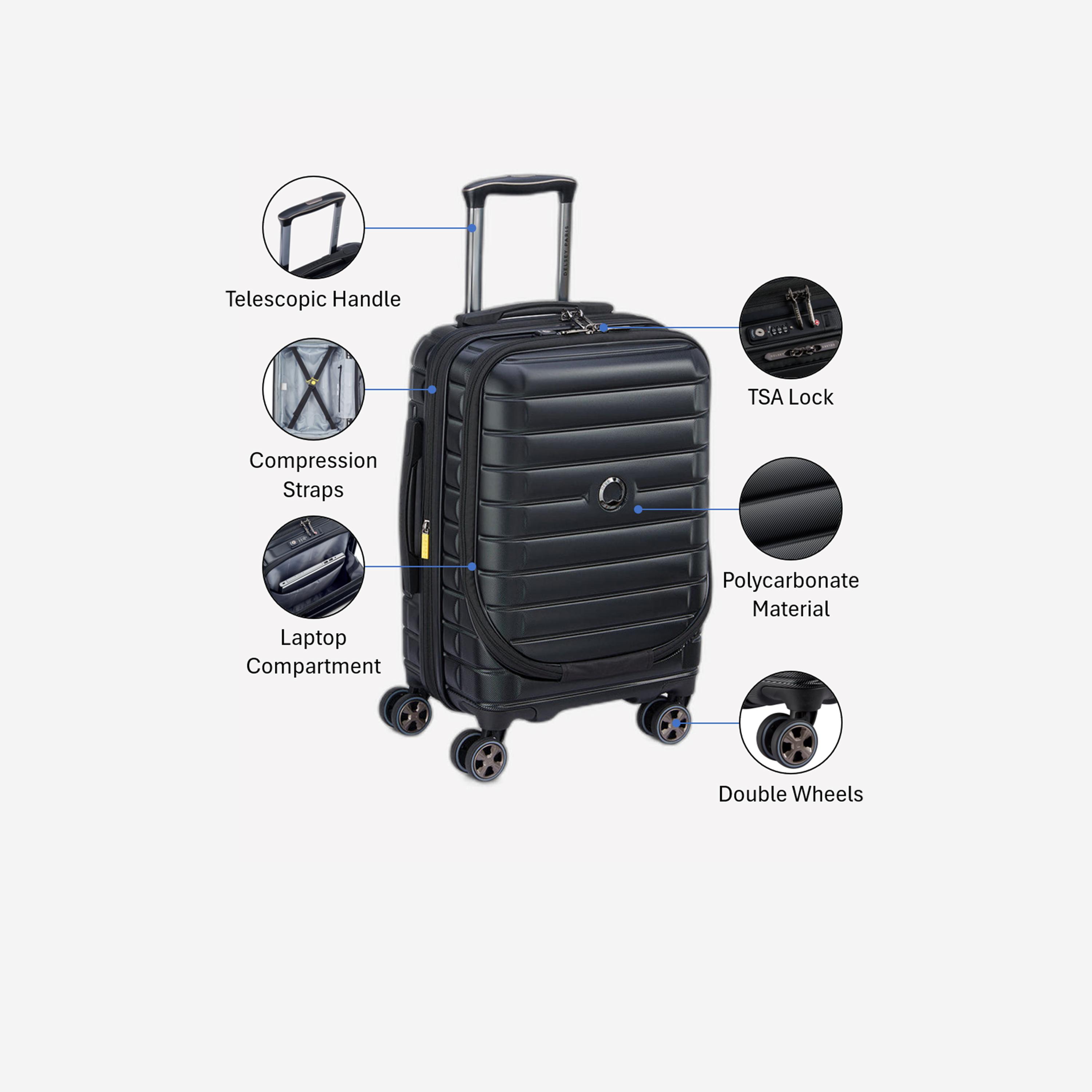 Delsey Paris Shadow 5.0 55 CM Small Cabin Polycarbonate with ABS Hard Sided 4-Wheeler Spinner Trolley Bag with TSA Lock-travel-luggagesandbags-luggage-image-3