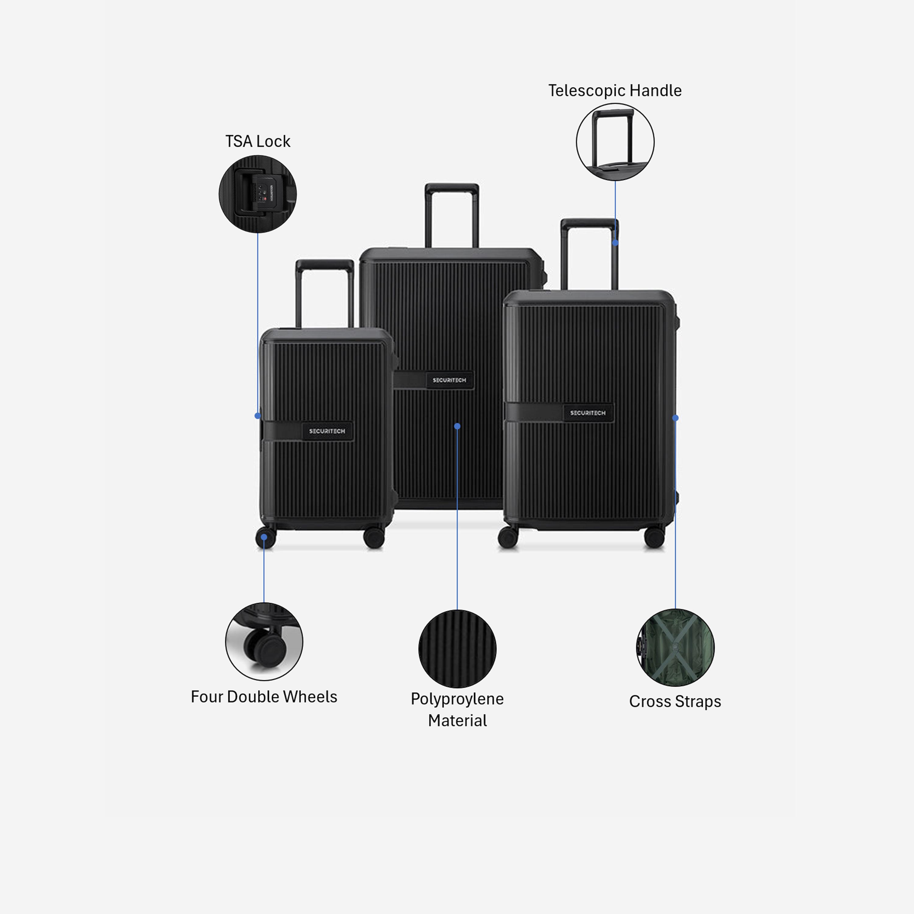 Delsey Paris Securitech Stone Set of 3 Polyproylene Hard Sided 4-Wheeler Spinner Trolley Bag with TSA Lock-travel-luggagesandbags-luggage-image-2
