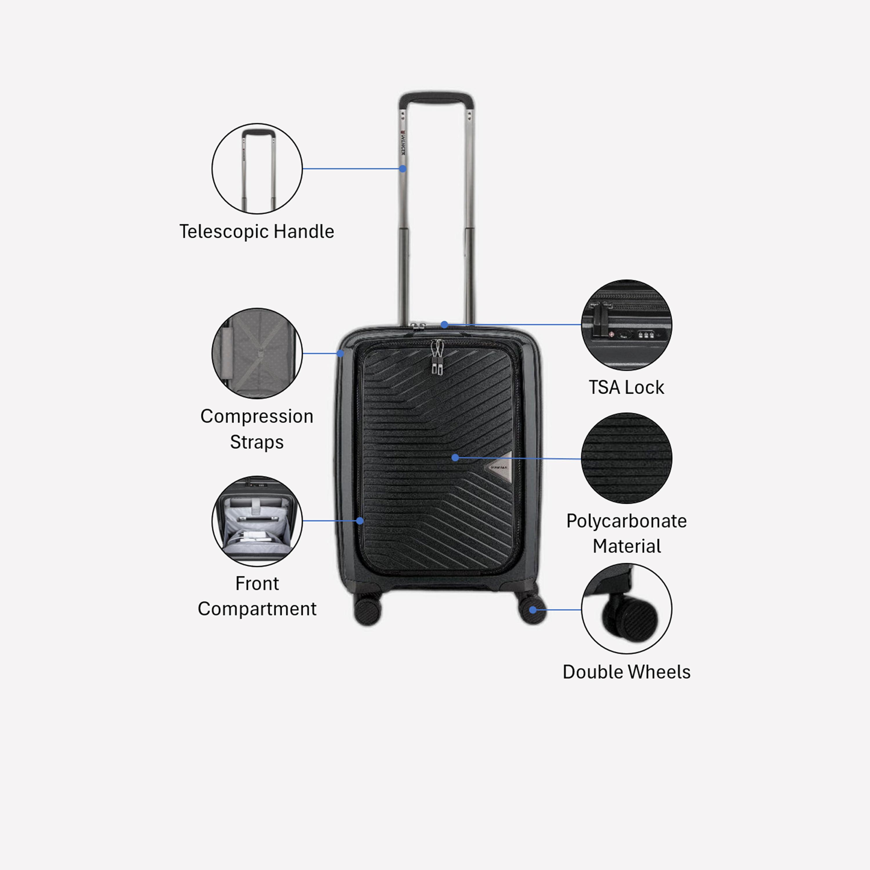 Wenger Ultra-Lite 54.5 CM Small Cabin Polycarbonate with ABS Hard Sided 4-Wheeler Spinner Trolley Bag with TSA Lock-travel-luggagesandbags-luggage-image-3