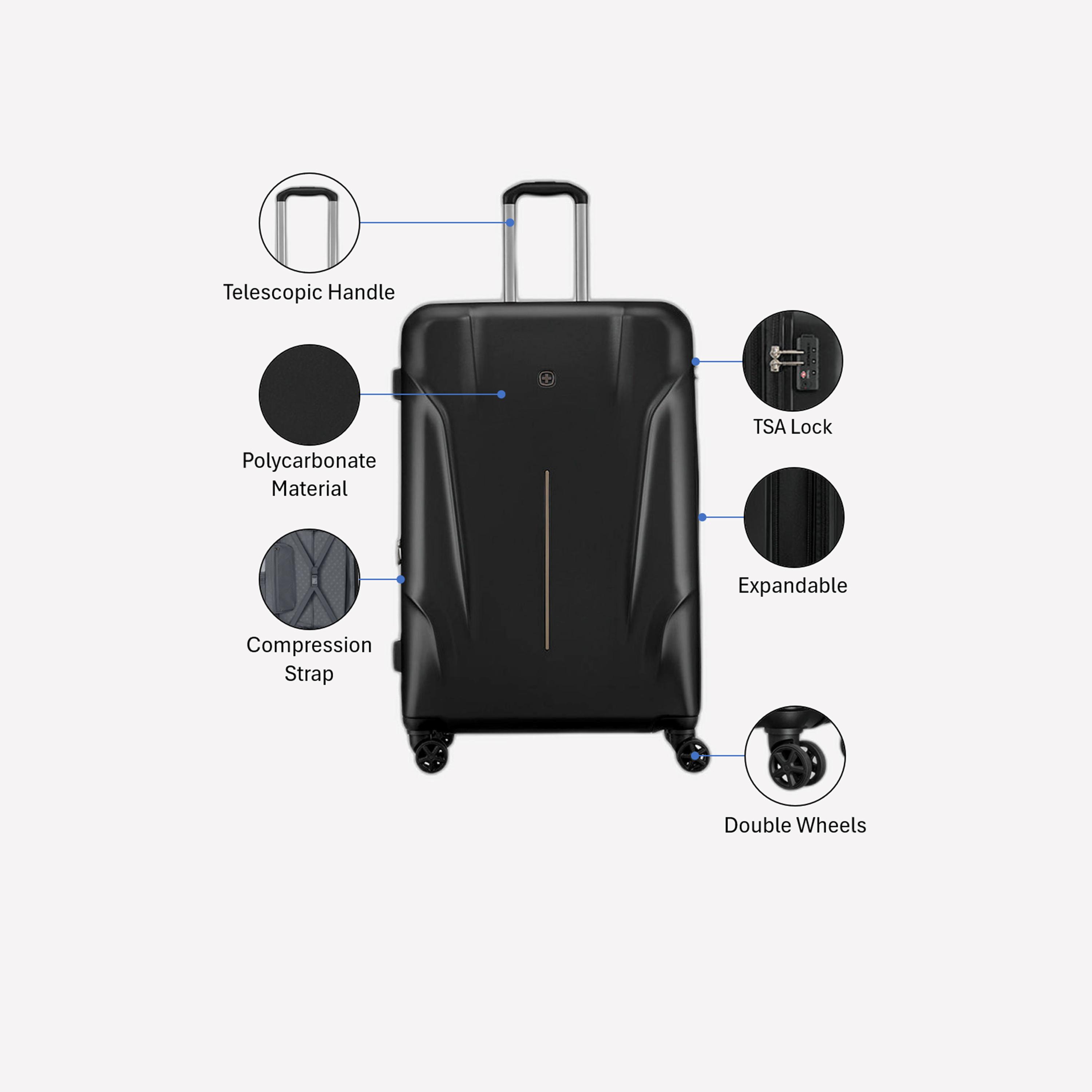 Wenger Ryon 80 CM Extra Large Check-in Polycarbonate with ABS Hard Sided 4-Wheeler Spinner Trolley Bag with TSA Lock-travel-luggagesandbags-luggage-image-3