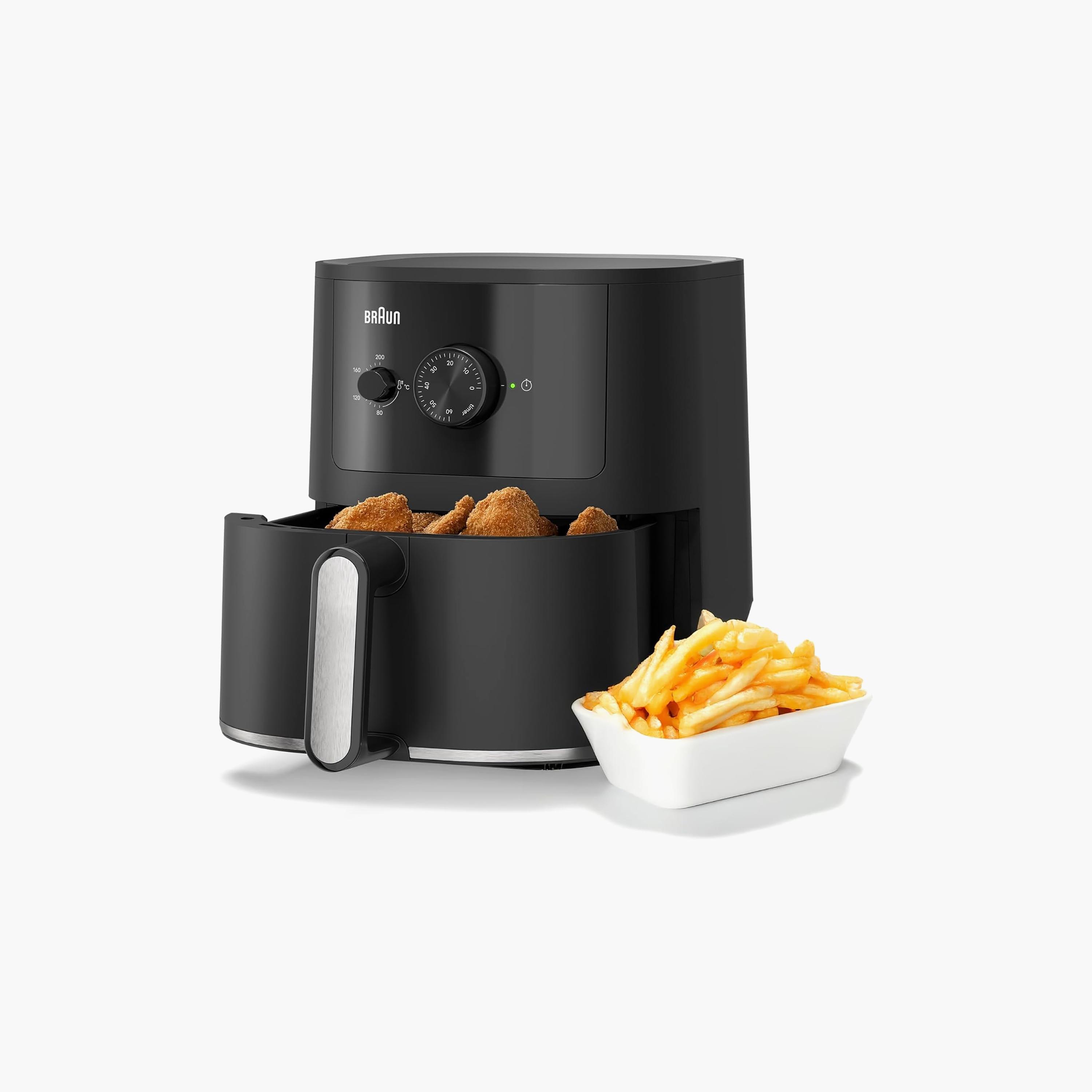 Braun MultiFry 3 Airfryer, 4.3L, 80-200°C, RealAir, Timer, 1500W, Matt Black | HF3000IBK-household-appliances-kitchenappliances-foodprocessors-image-1