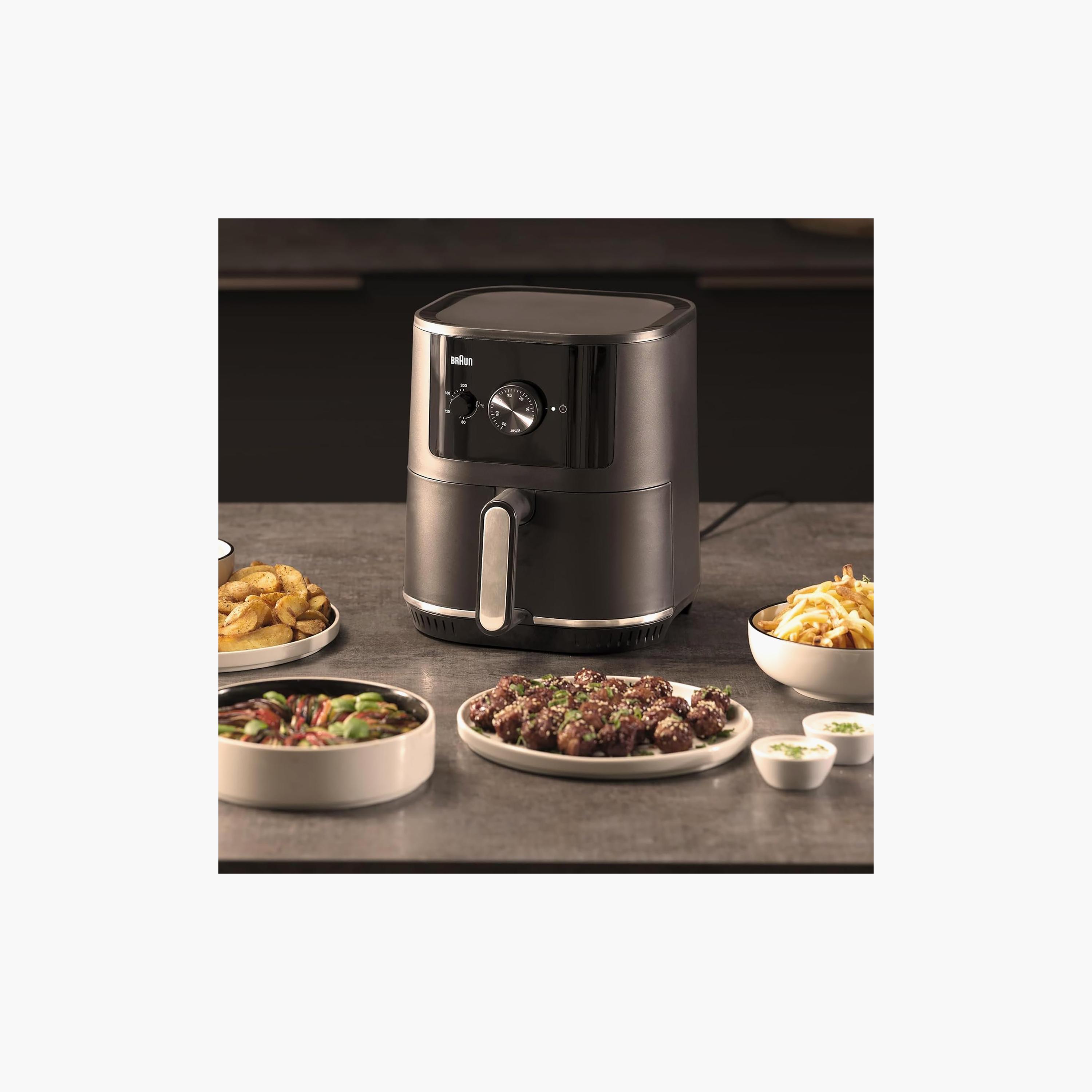 Braun MultiFry 3 Airfryer, 4.3L, 80-200°C, RealAir, Timer, 1500W, Matt Black | HF3000IBK-household-appliances-kitchenappliances-foodprocessors-image-2