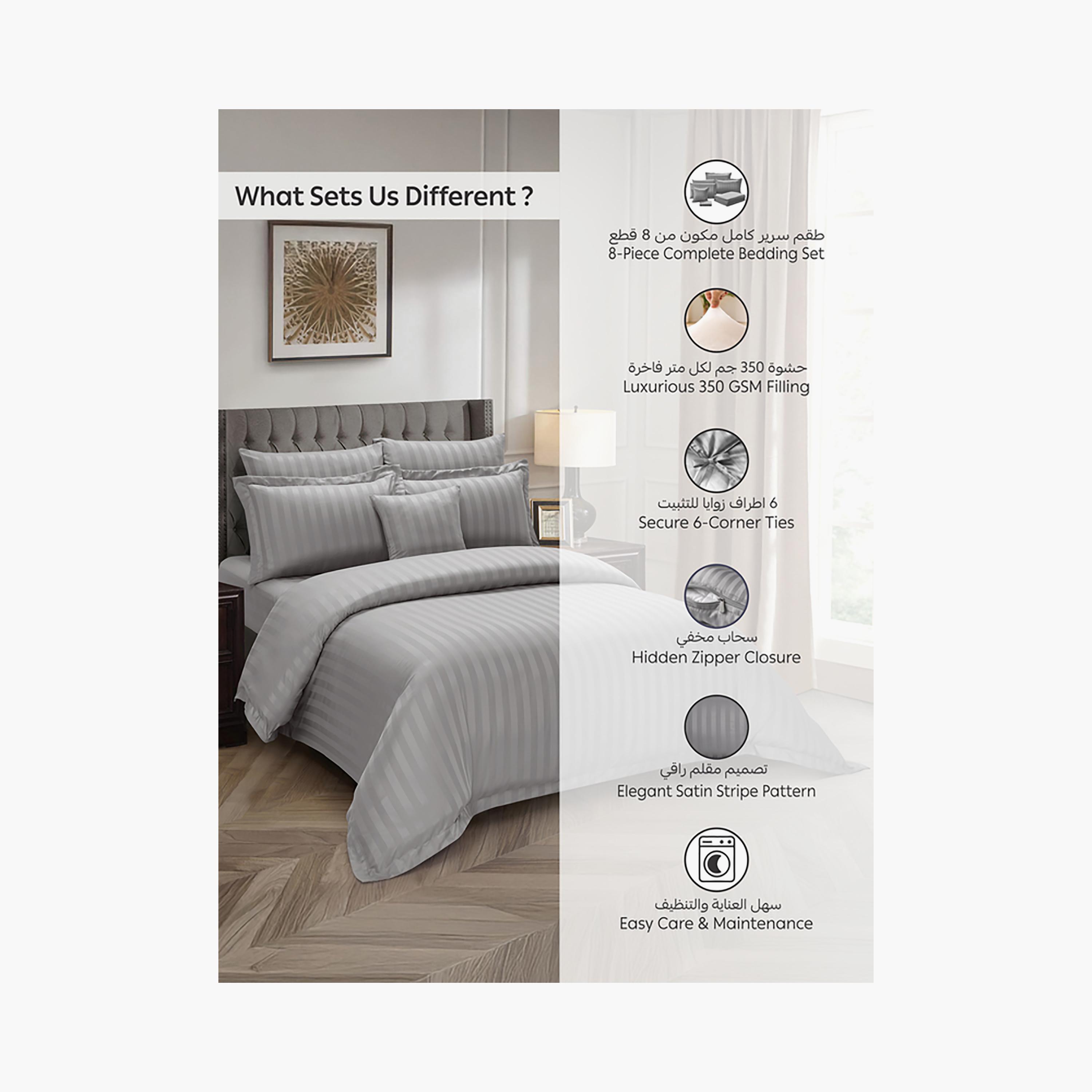 Donetella Super King Striped Hypoallergenic Comforter Set - 240X260 Cm-household-bedding-comfortersandbedspreads-comforters-image-6