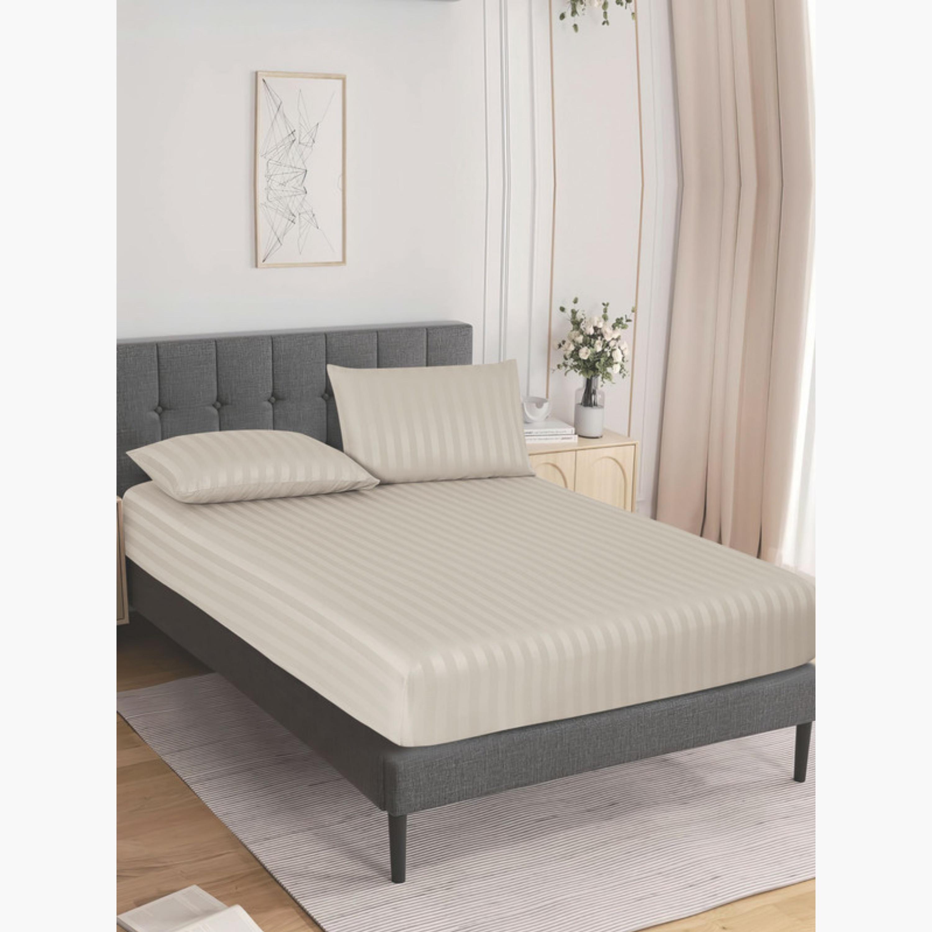 ملاية سرير مخططة من قماش الهيدرو المصقول-household-bedding-sheetsandpillowcases-fittedsheets-image-12