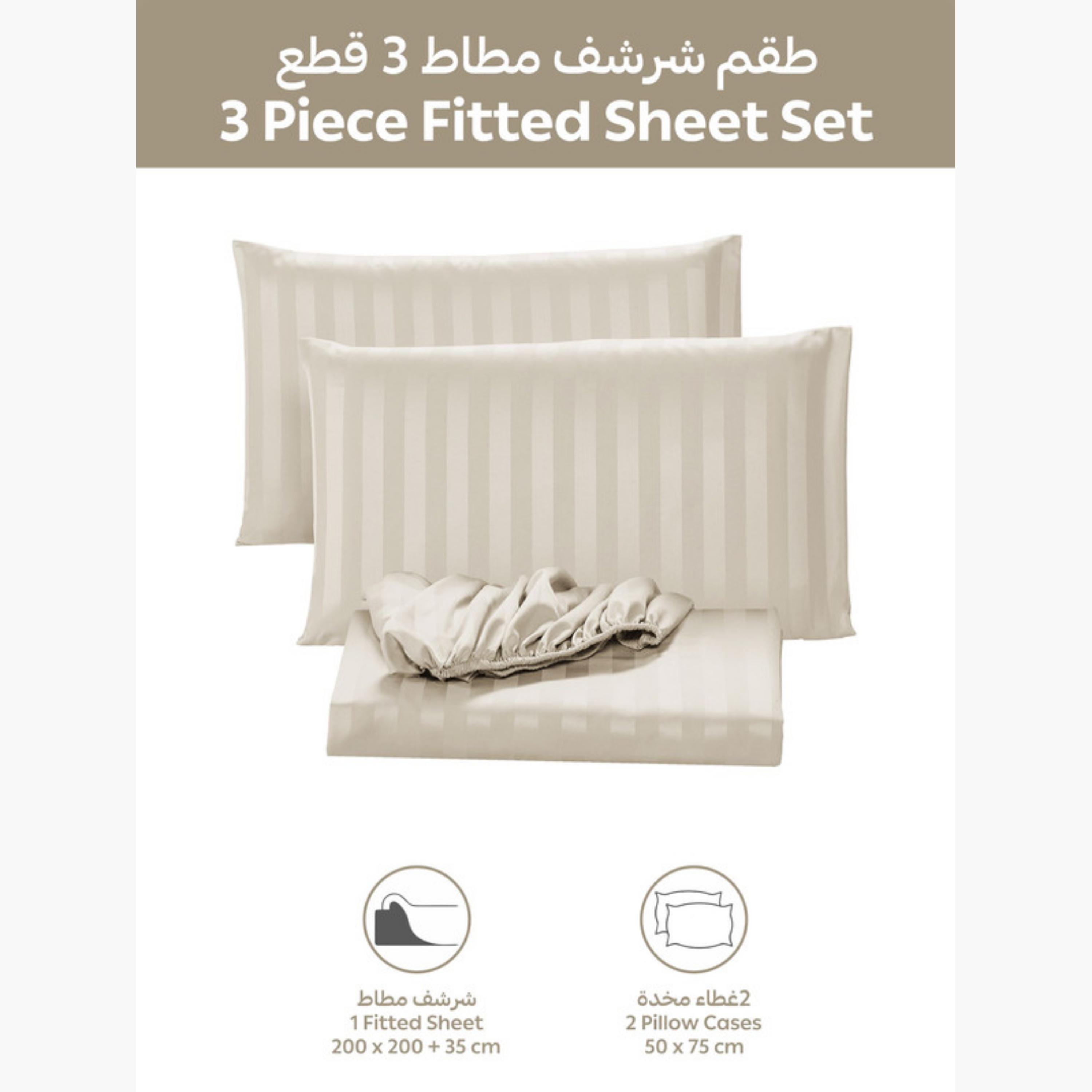 Striped Hydro Brushed Fitted Sheet-household-bedding-sheetsandpillowcases-fittedsheets-image-3
