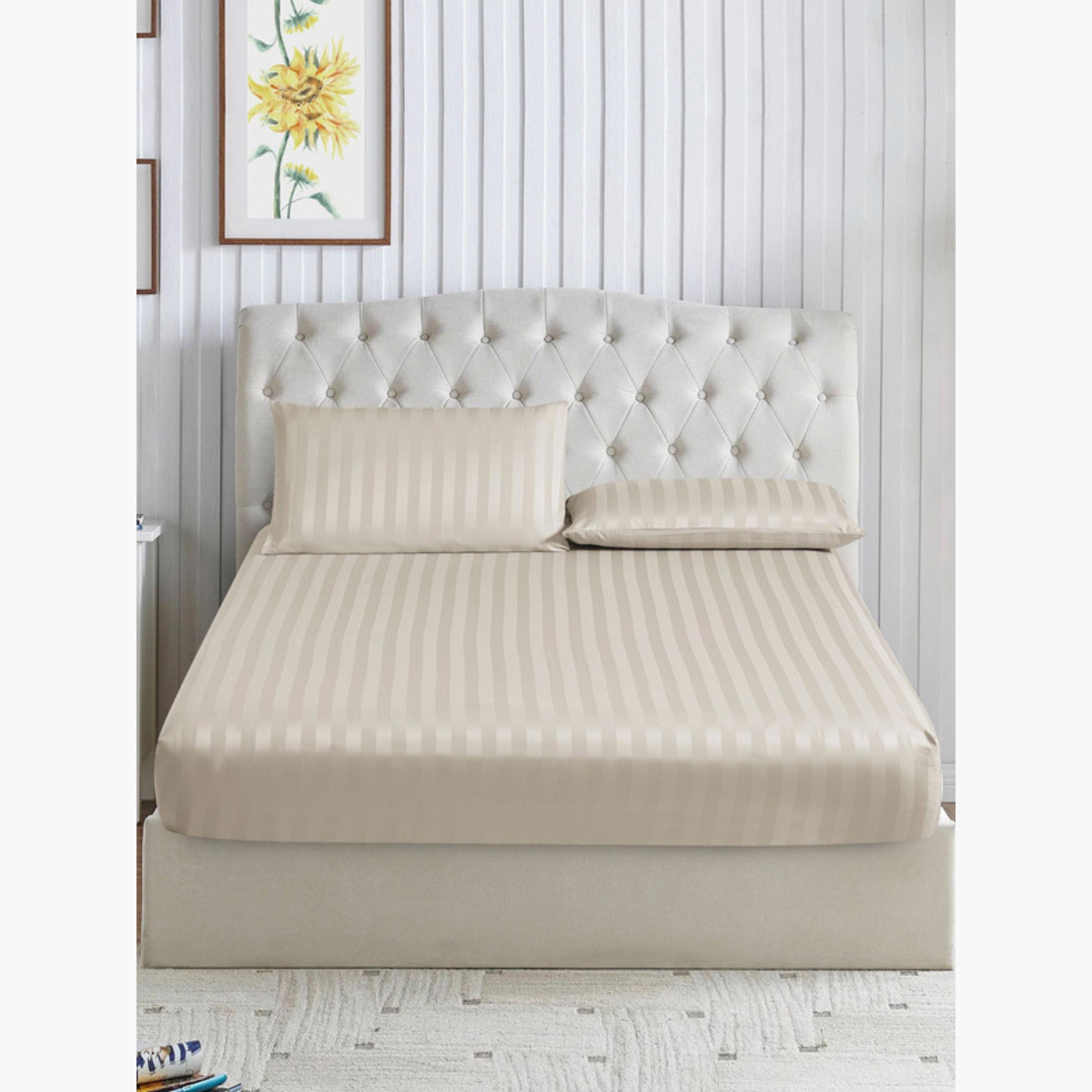 Striped Hydro Brushed Fitted Sheet-household-bedding-sheetsandpillowcases-fittedsheets-image-4
