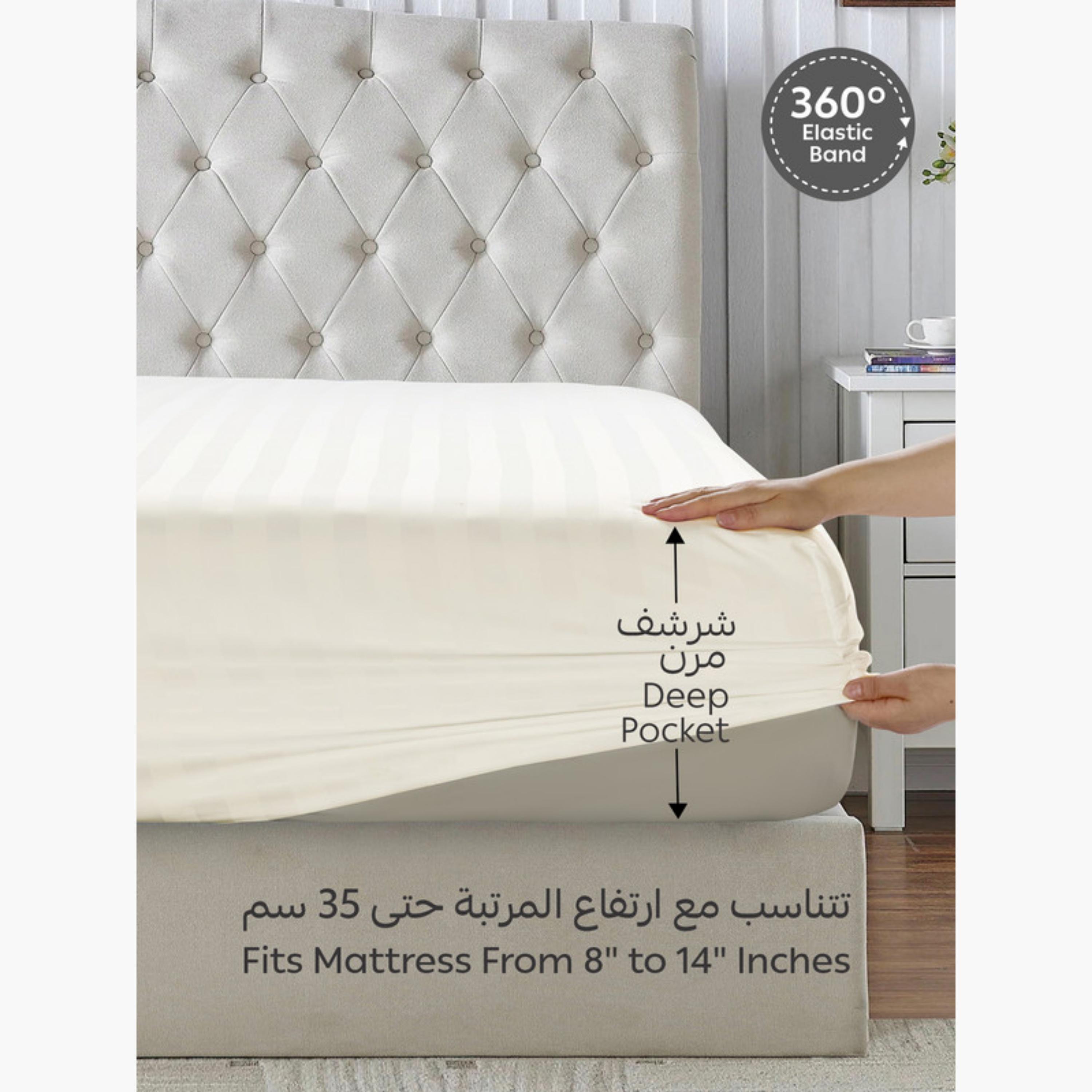 ملاية سرير مخططة من قماش الهيدرو المصقول-household-bedding-sheetsandpillowcases-fittedsheets-image-4