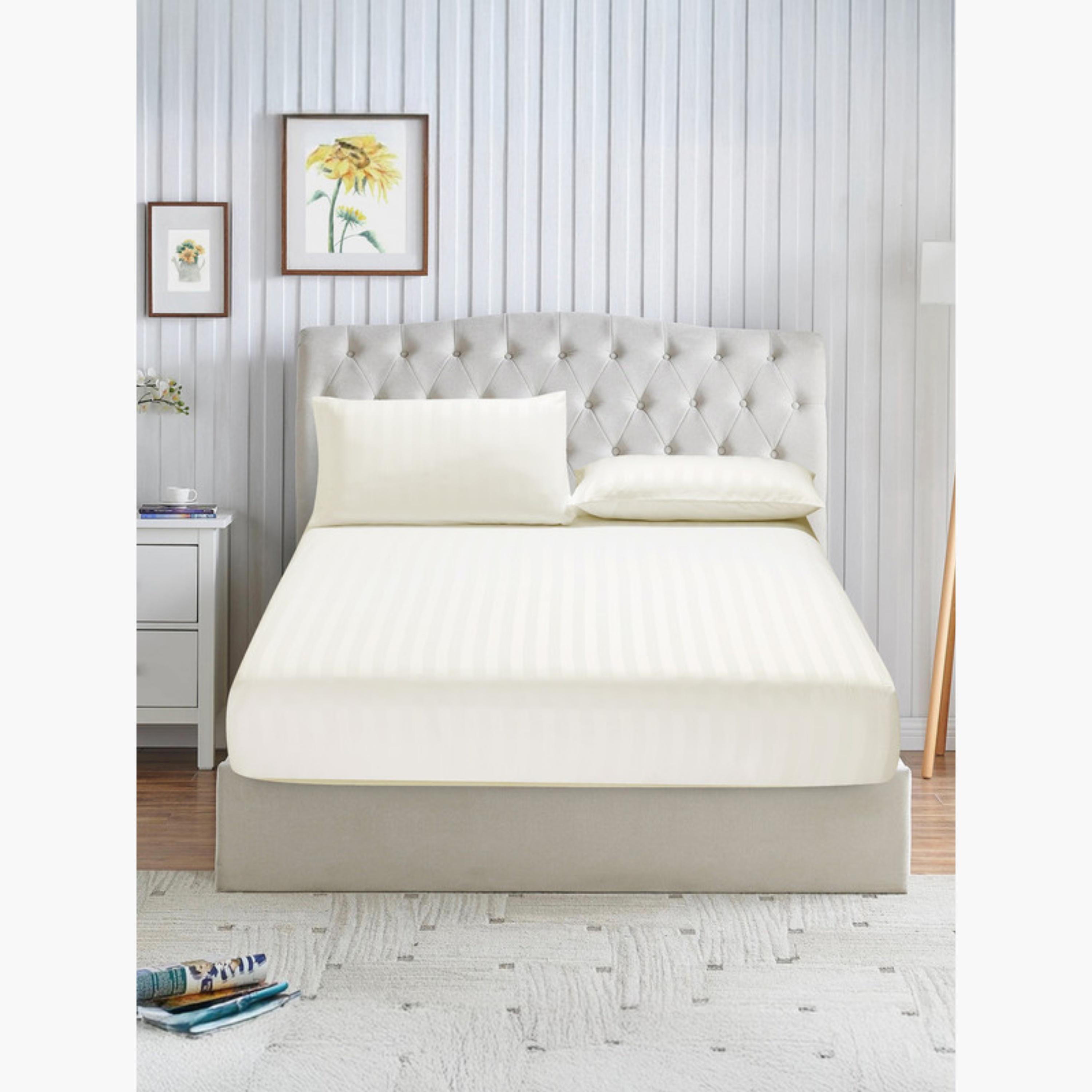 ملاية سرير مخططة من قماش الهيدرو المصقول-household-bedding-sheetsandpillowcases-fittedsheets-image-3