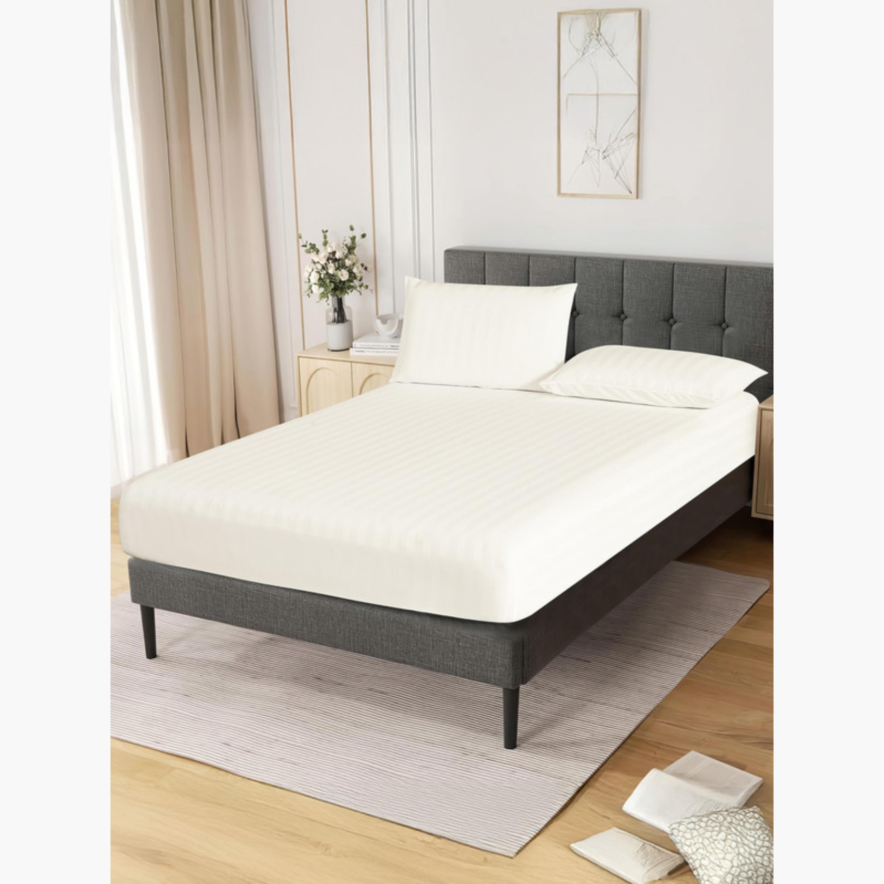 ملاية سرير مخططة من قماش الهيدرو المصقول-household-bedding-sheetsandpillowcases-fittedsheets-image-2