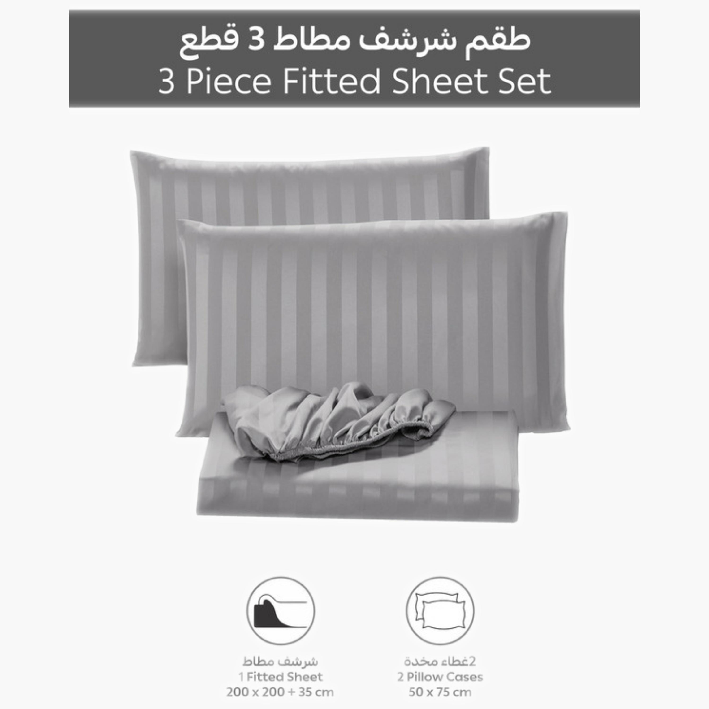 Striped Hydro Brushed Fitted Sheet-household-bedding-sheetsandpillowcases-fittedsheets-image-5