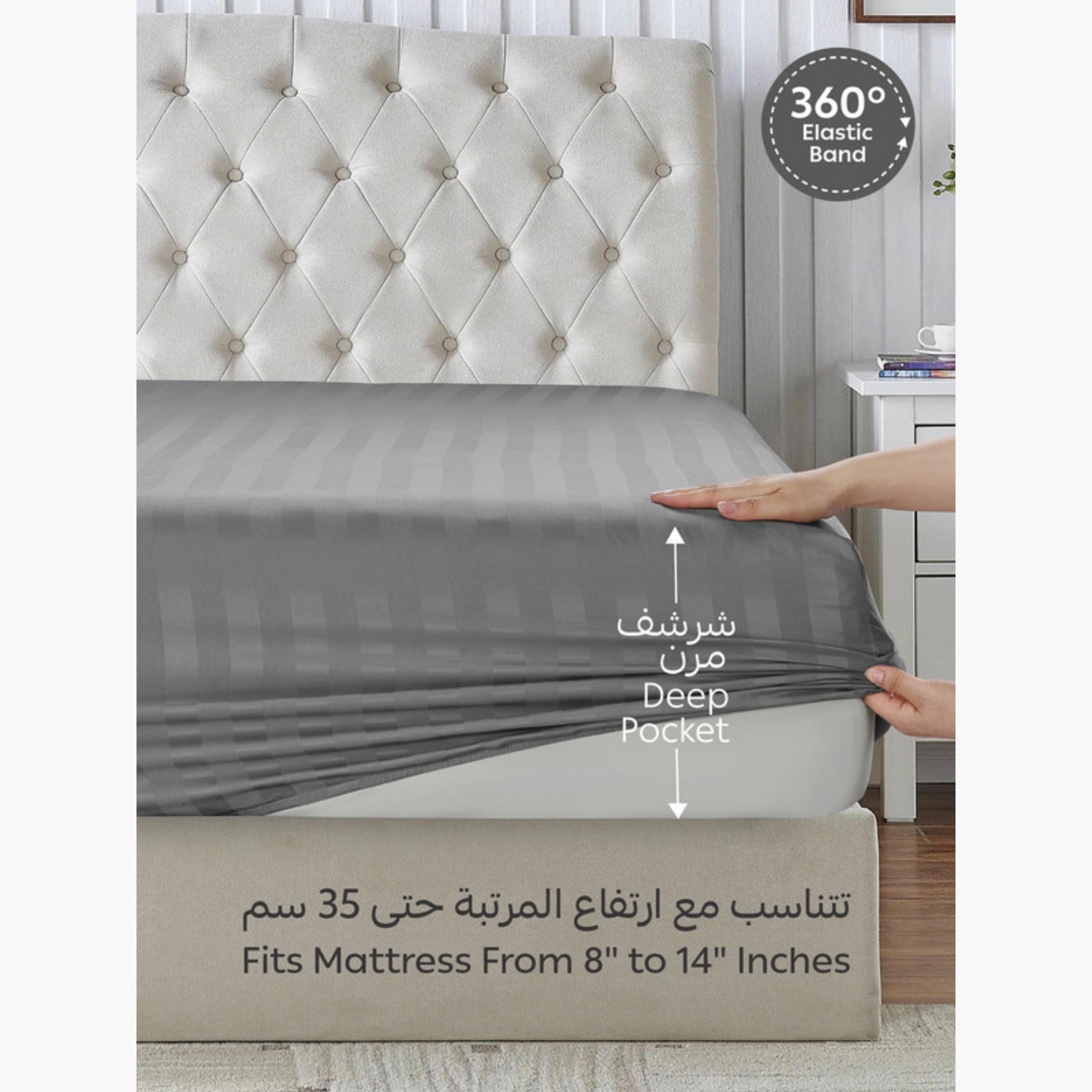 Striped Hydro Brushed Fitted Sheet-household-bedding-sheetsandpillowcases-fittedsheets-image-6