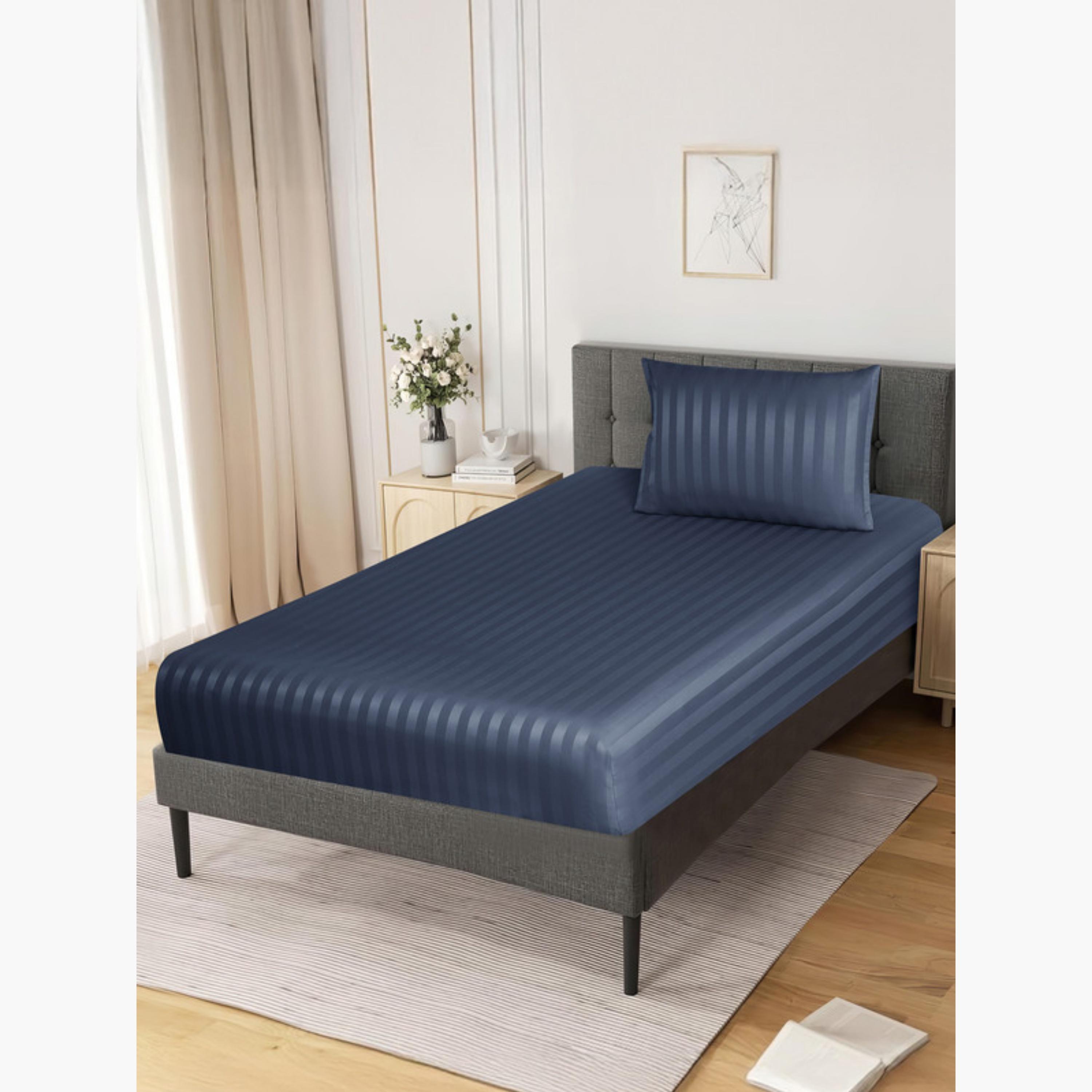 طقم شرشف مطاطي مخطط-household-bedding-sheetsandpillowcases-fittedsheets-image-3
