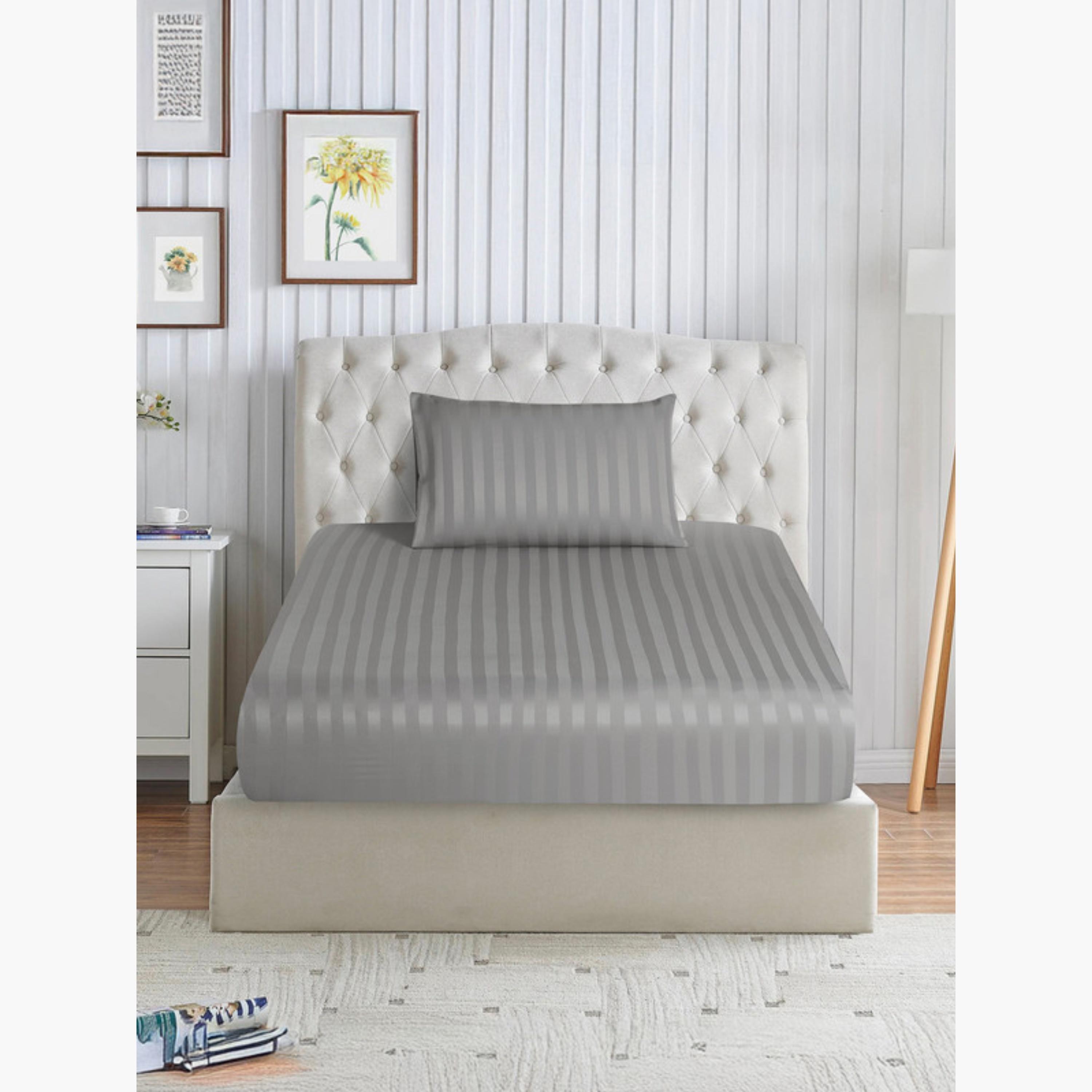 طقم شرشف مطاطي مخطط-household-bedding-sheetsandpillowcases-fittedsheets-image-6