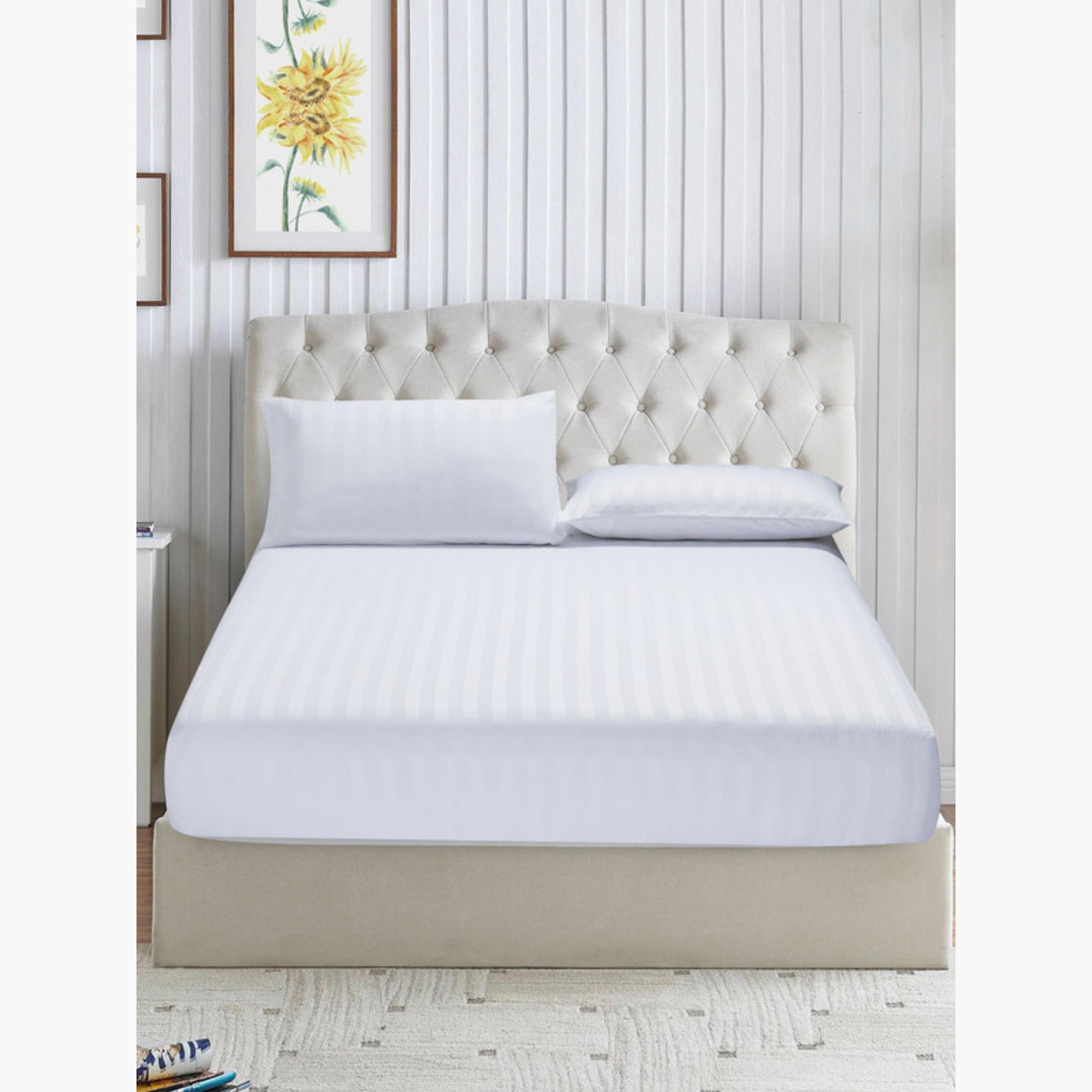 طقم شرشف مطاطي مخطط-household-bedding-sheetsandpillowcases-fittedsheets-image-1