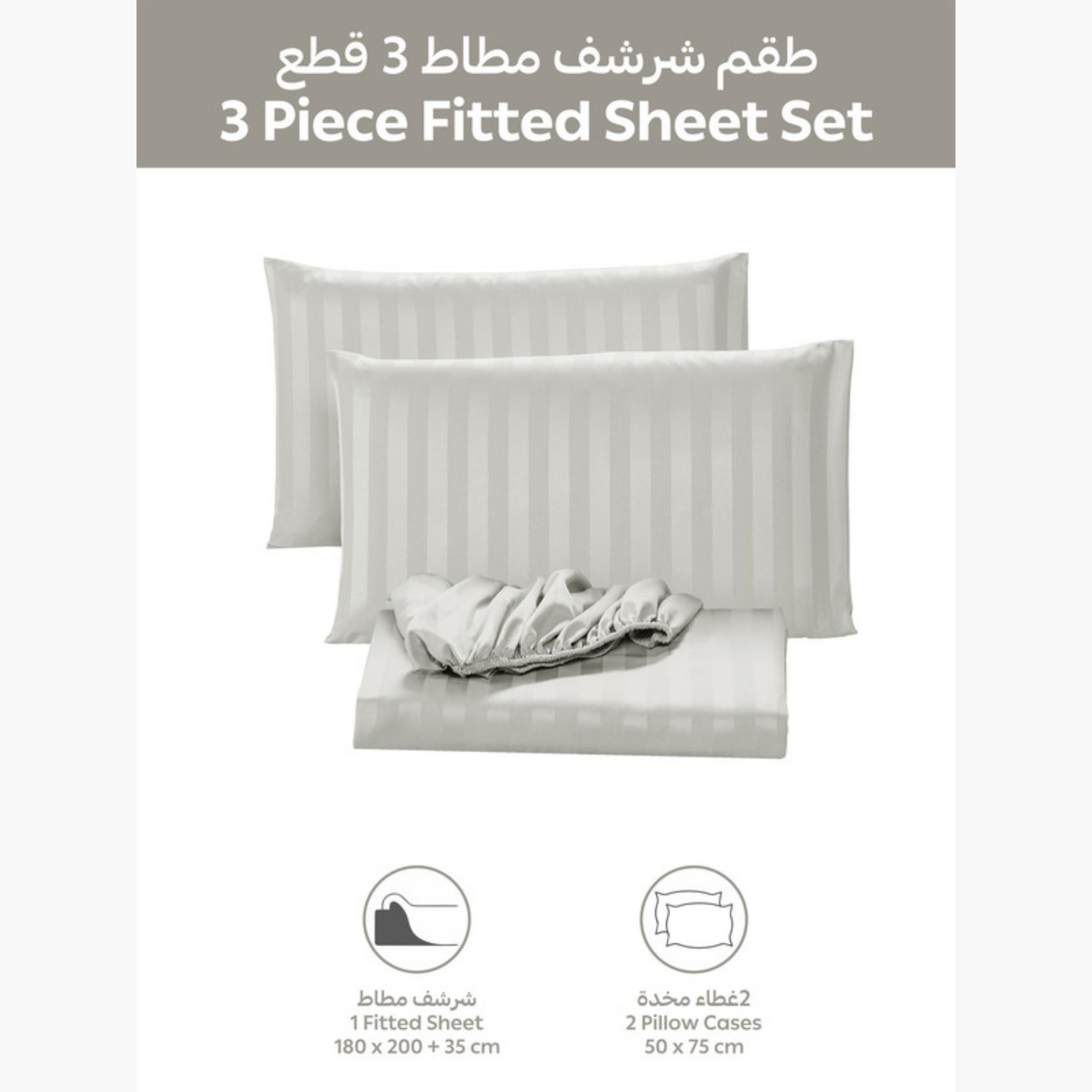 طقم شرشف مطاطي مخطط-household-bedding-sheetsandpillowcases-fittedsheets-image-7