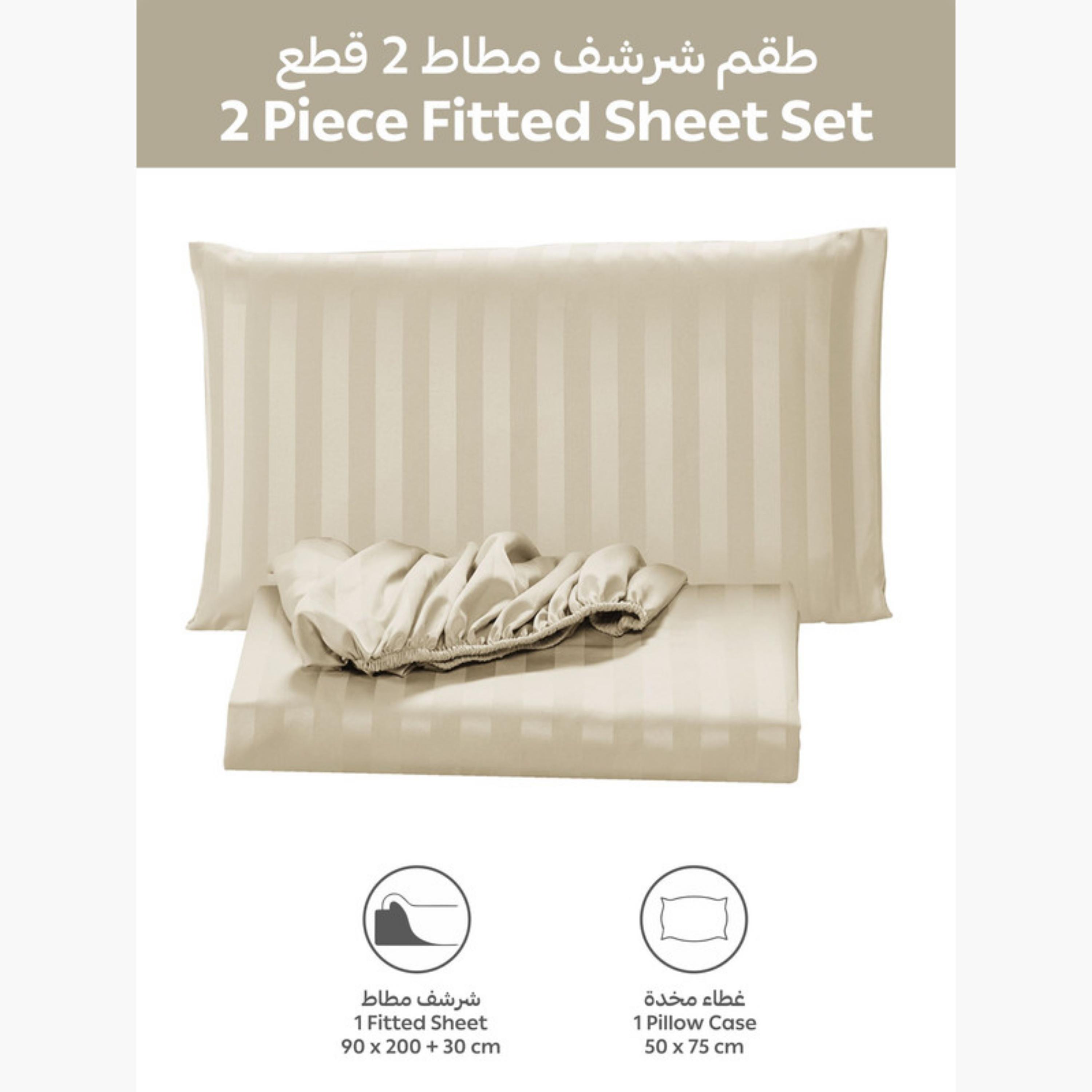 Striped Fitted Sheet Set-household-bedding-sheetsandpillowcases-fittedsheets-image-5