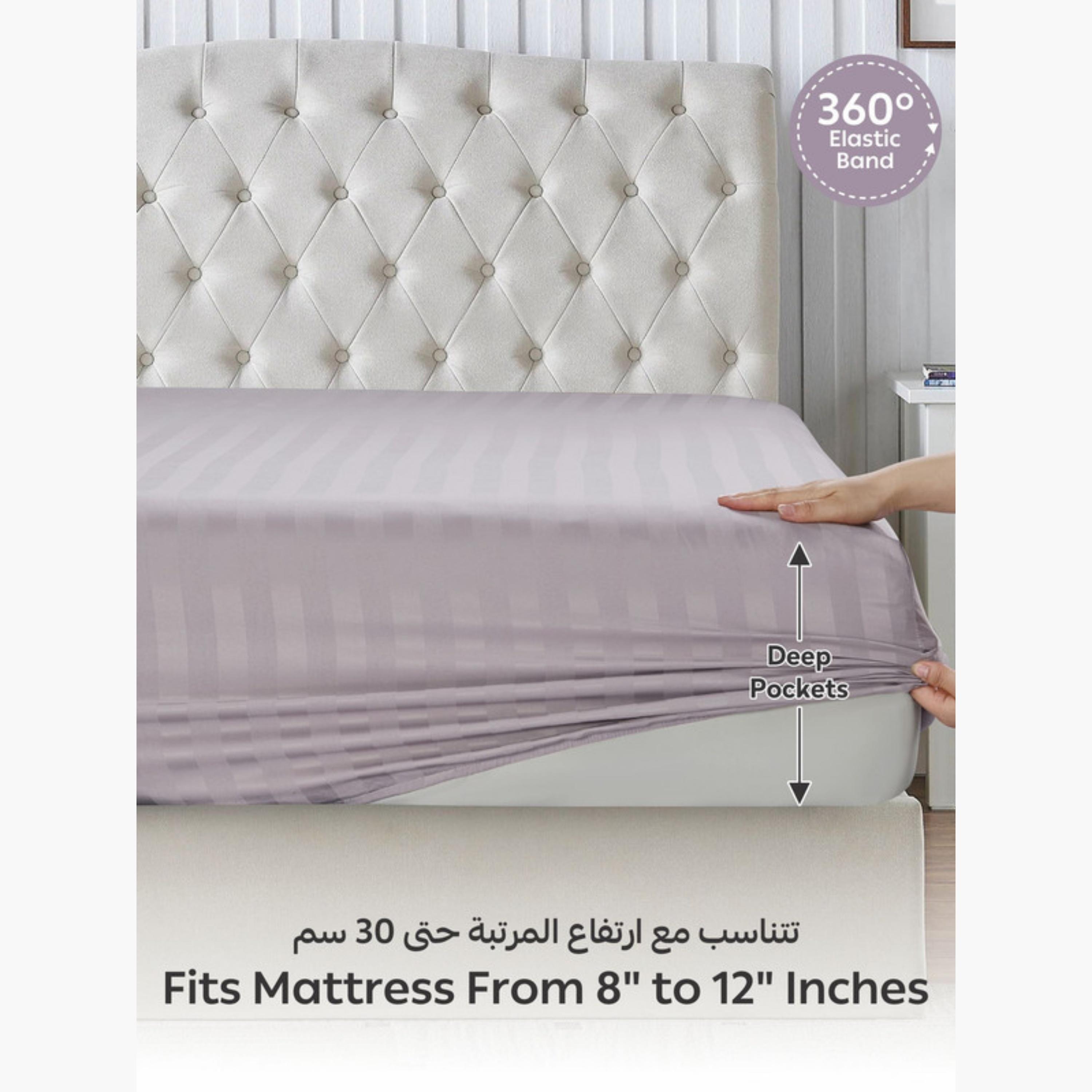 Striped Fitted Sheet Set-household-bedding-sheetsandpillowcases-fittedsheets-image-5