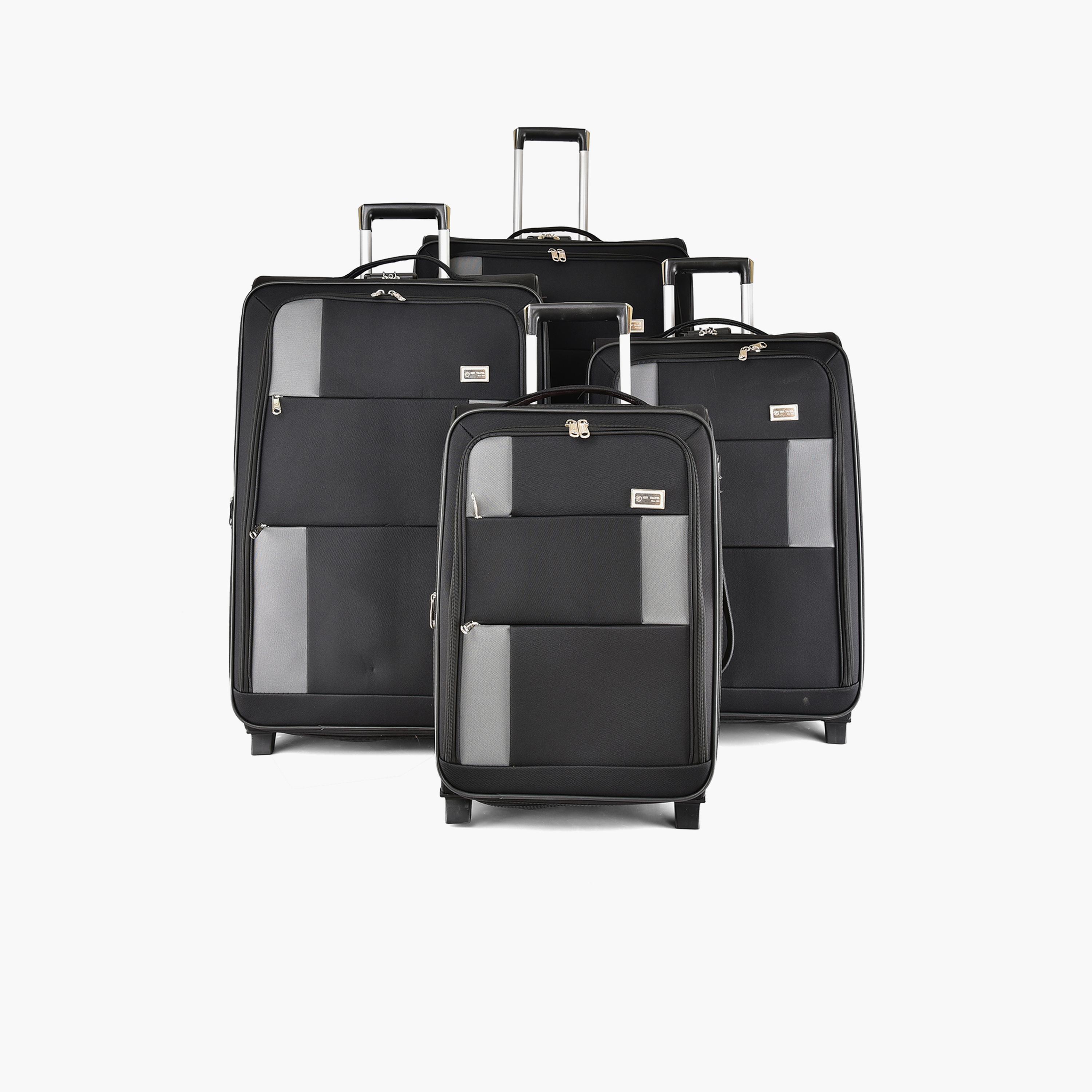 طقم من 4 شنط سفر بعجلتين دوارتين جوانب بوليستر طرية  قفل برقم سري-travel-luggagesandbags-luggage-image-1