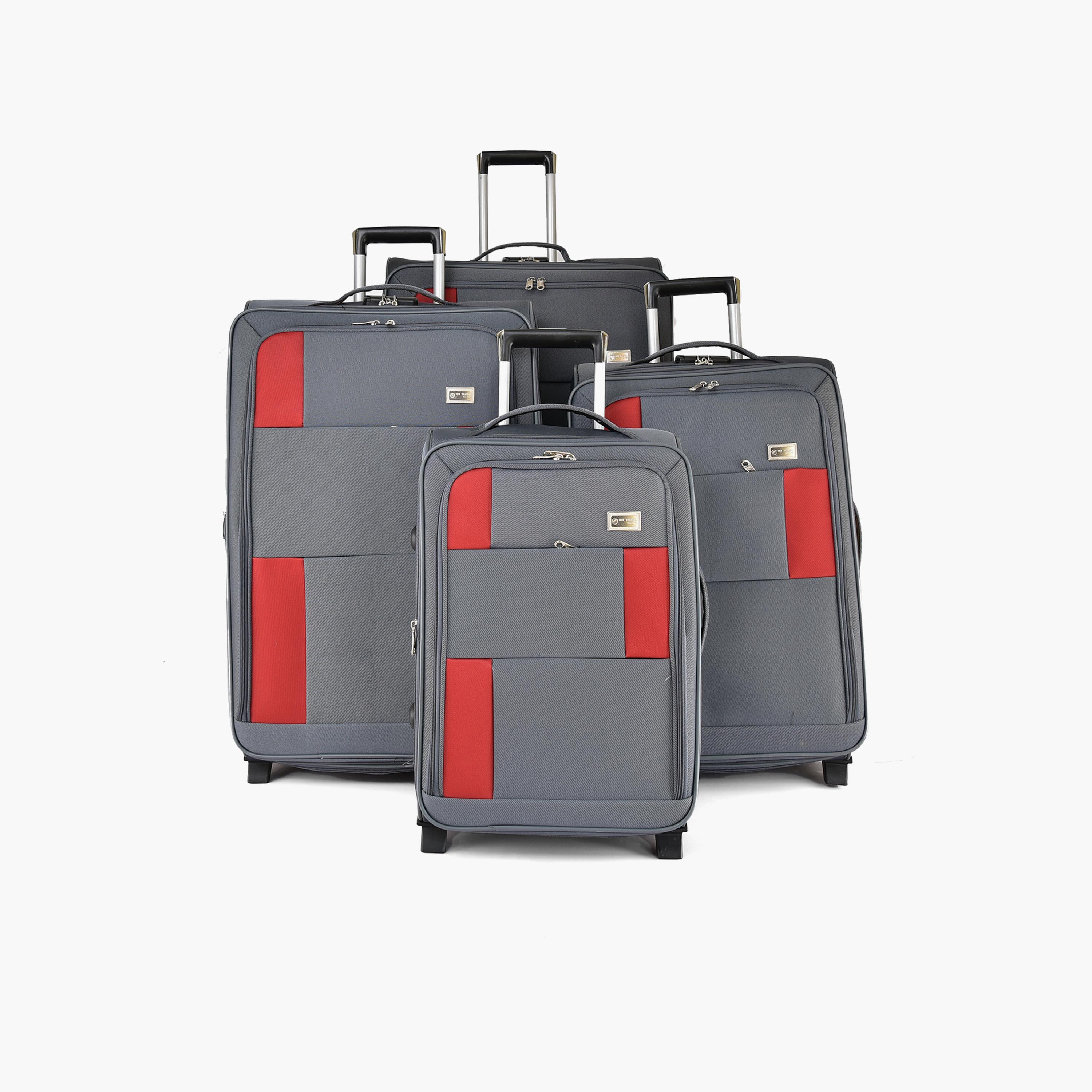 طقم من 4 شنط سفر بعجلتين دوارتين جوانب بوليستر طرية  قفل برقم سري-travel-luggagesandbags-luggage-image-1