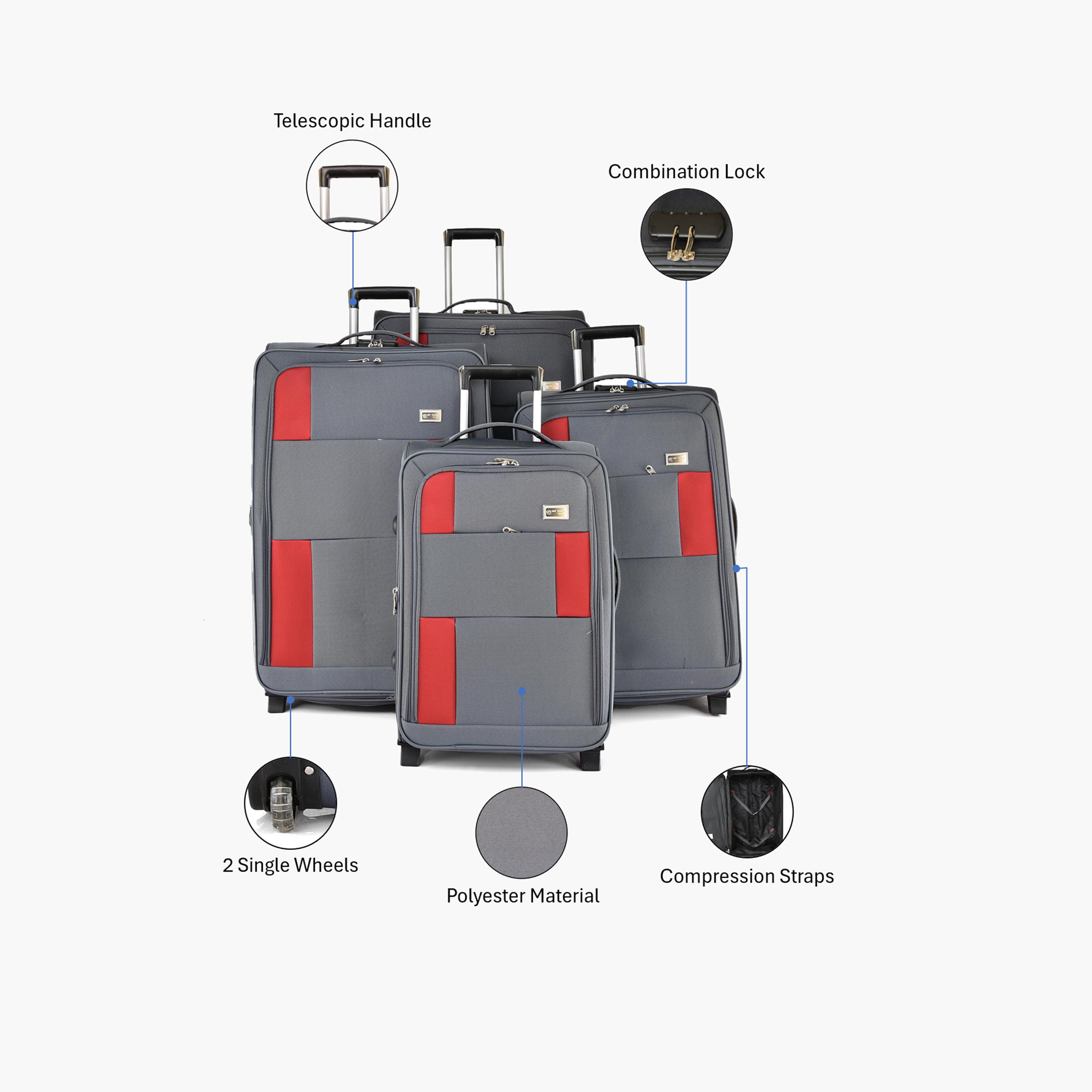طقم من 4 شنط سفر بعجلتين دوارتين جوانب بوليستر طرية  قفل برقم سري-travel-luggagesandbags-luggage-image-2