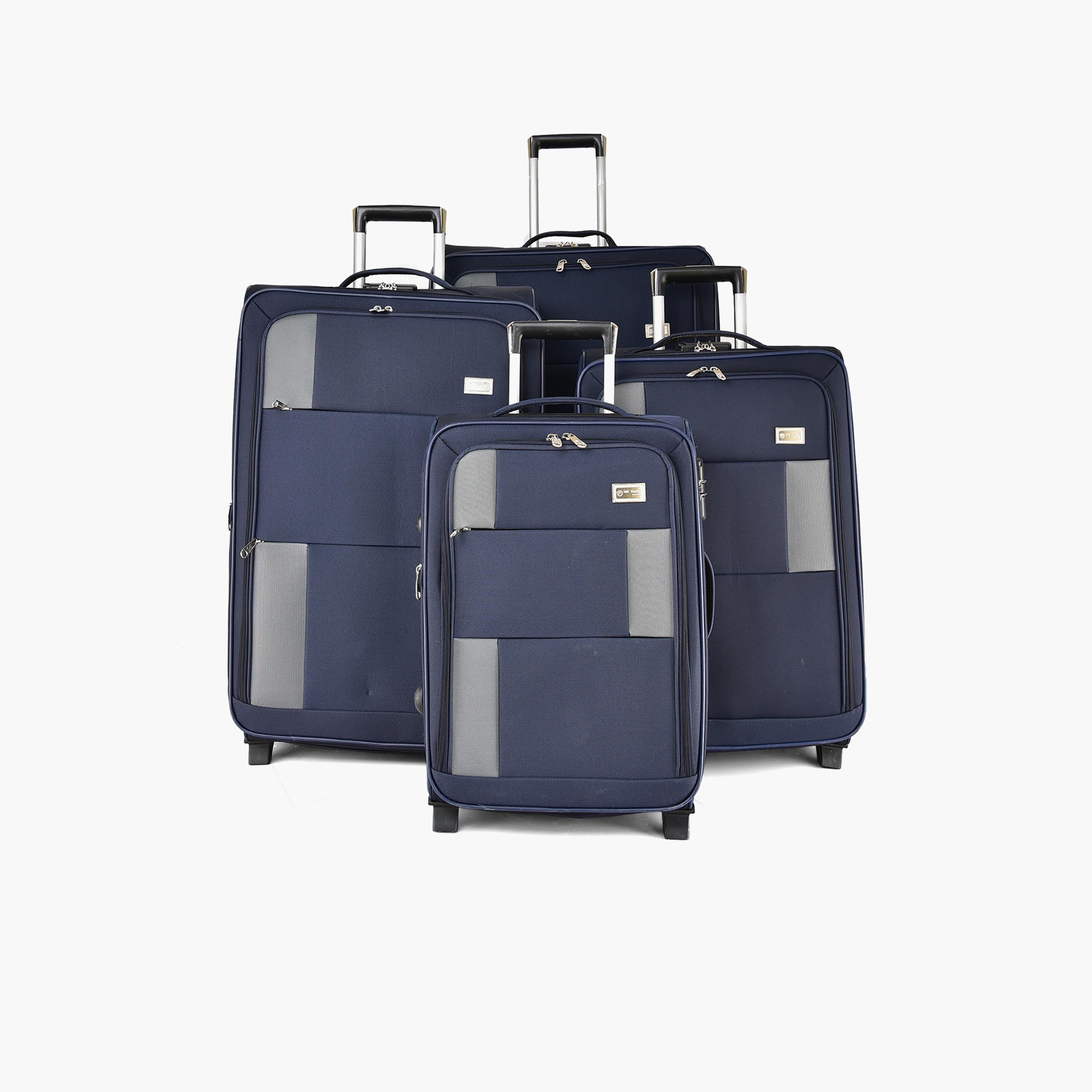 طقم من 4 شنط سفر بعجلتين دوارتين جوانب بوليستر طرية  قفل برقم سري-travel-luggagesandbags-luggage-image-1