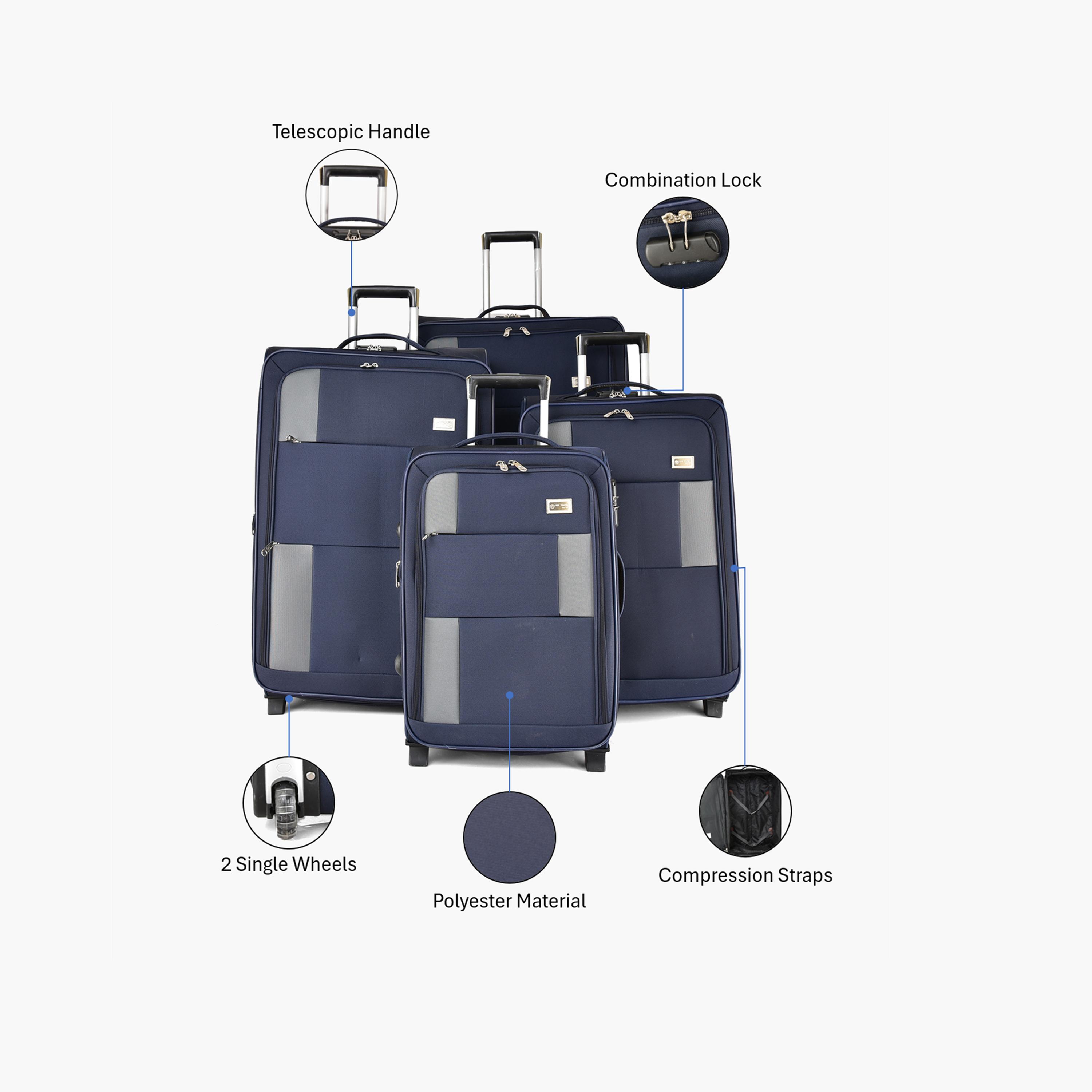 طقم من 4 شنط سفر بعجلتين دوارتين جوانب بوليستر طرية  قفل برقم سري-travel-luggagesandbags-luggage-image-2