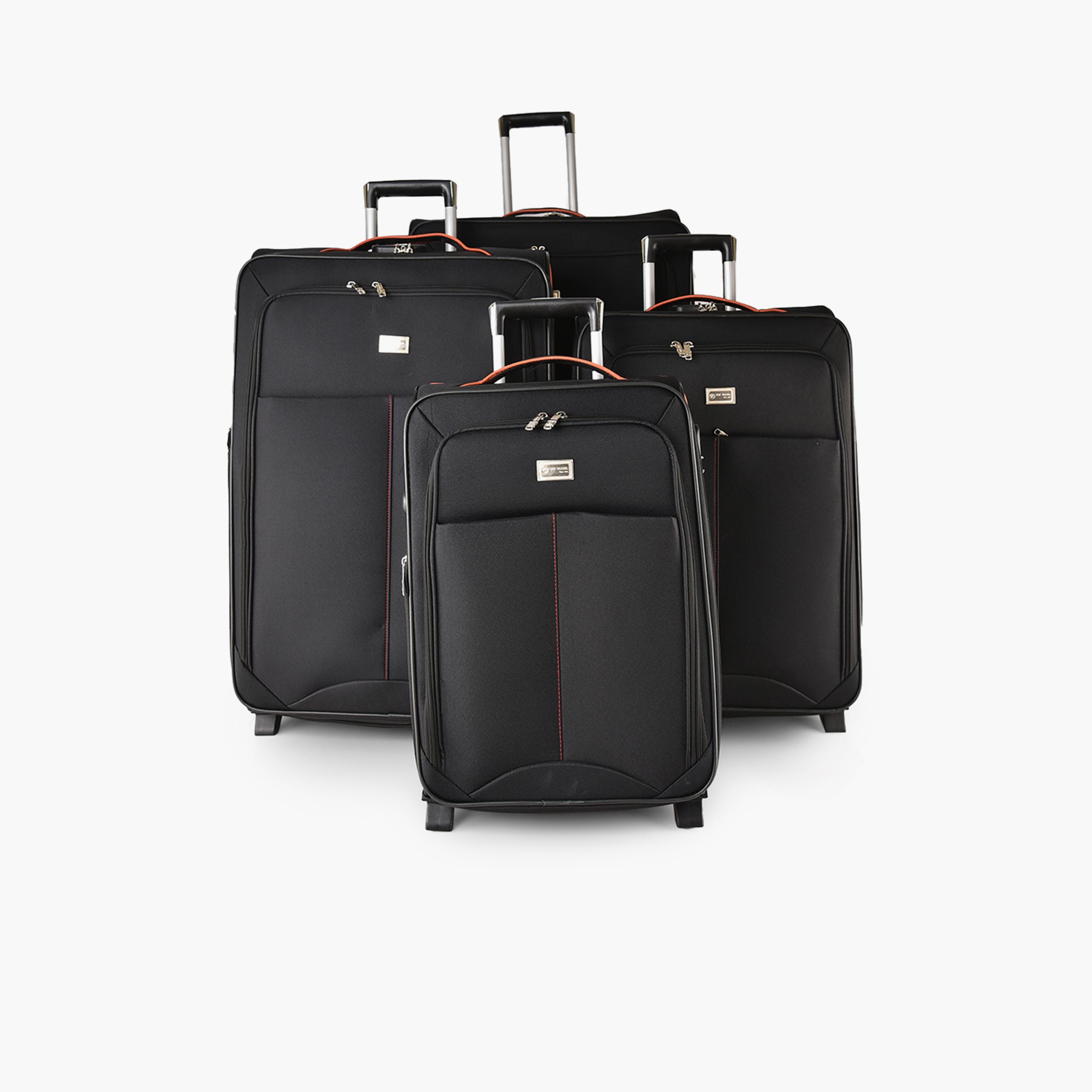 New Travel Set of 4 Polyester Soft Sided 2-Wheeler Inline Trolley Bag with Combination Lock-travel-luggagesandbags-luggage-image-1