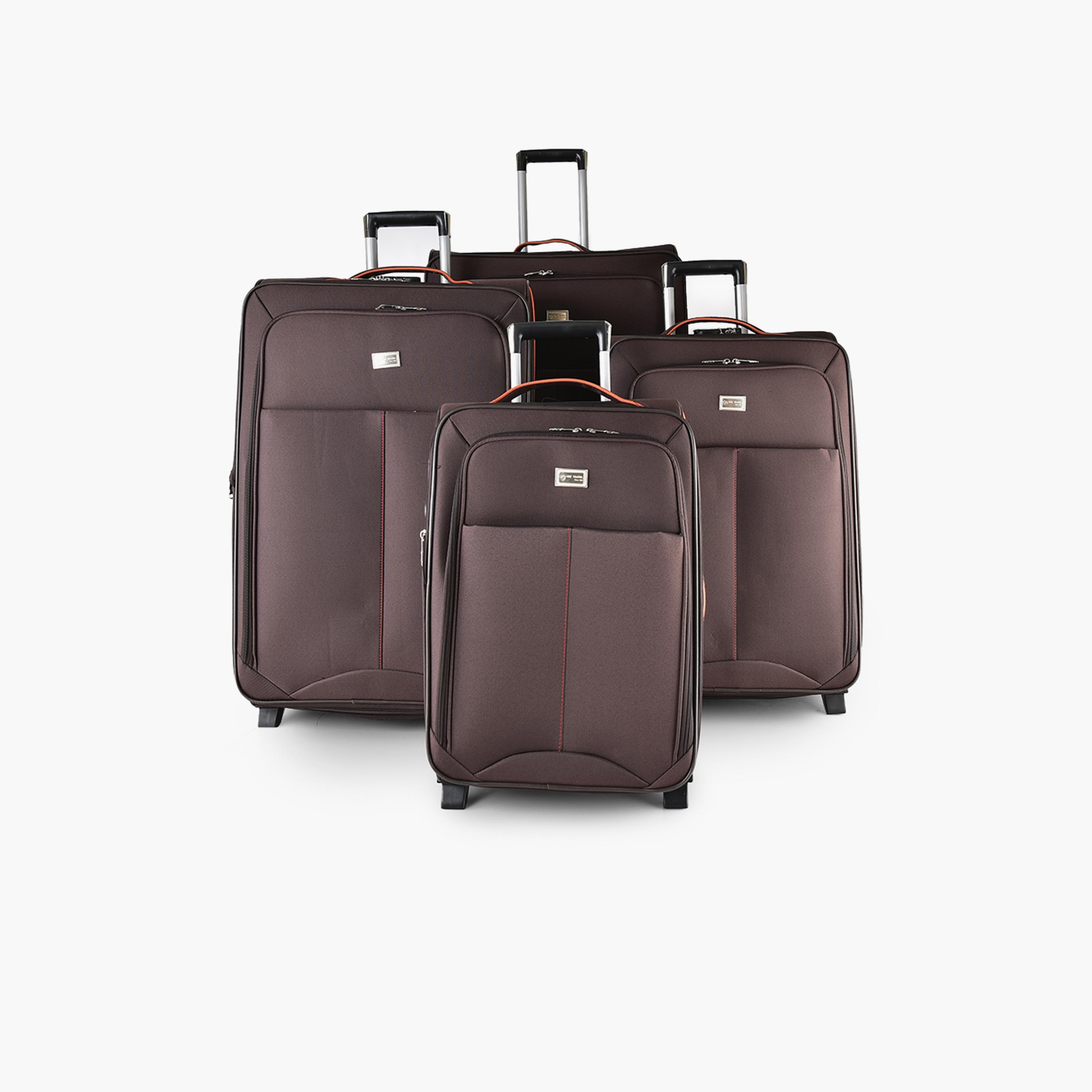 New Travel Set of 4 Polyester Soft Sided 2-Wheeler Inline Trolley Bag with Combination Lock-travel-luggagesandbags-luggage-image-1