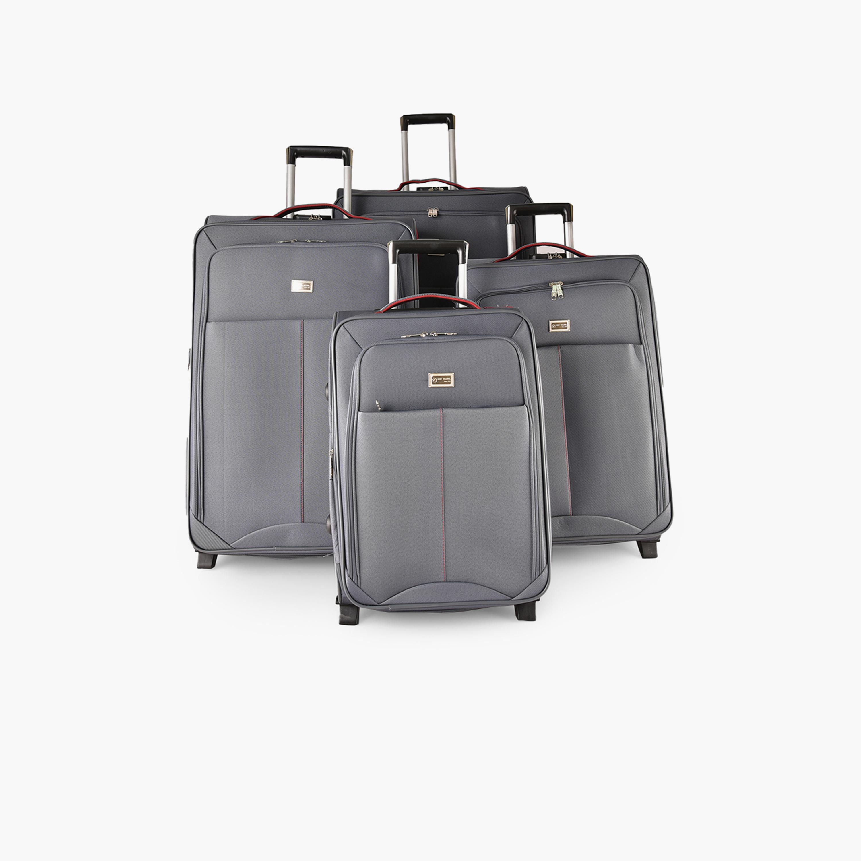 New Travel Set of 4 Polyester Soft Sided 2-Wheeler Inline Trolley Bag with Combination Lock-travel-luggagesandbags-luggage-image-1