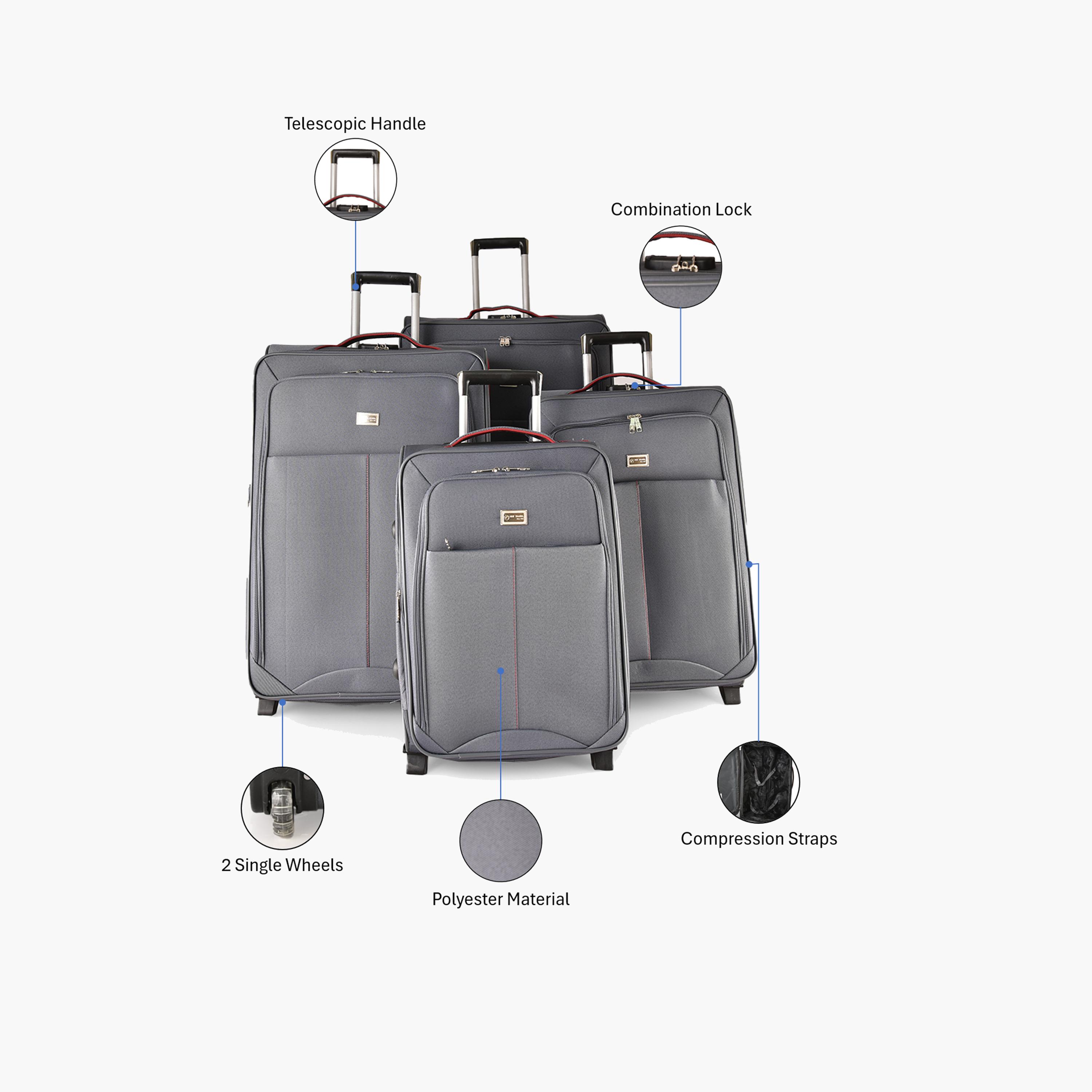 New Travel Set of 4 Polyester Soft Sided 2-Wheeler Inline Trolley Bag with Combination Lock-travel-luggagesandbags-luggage-image-2