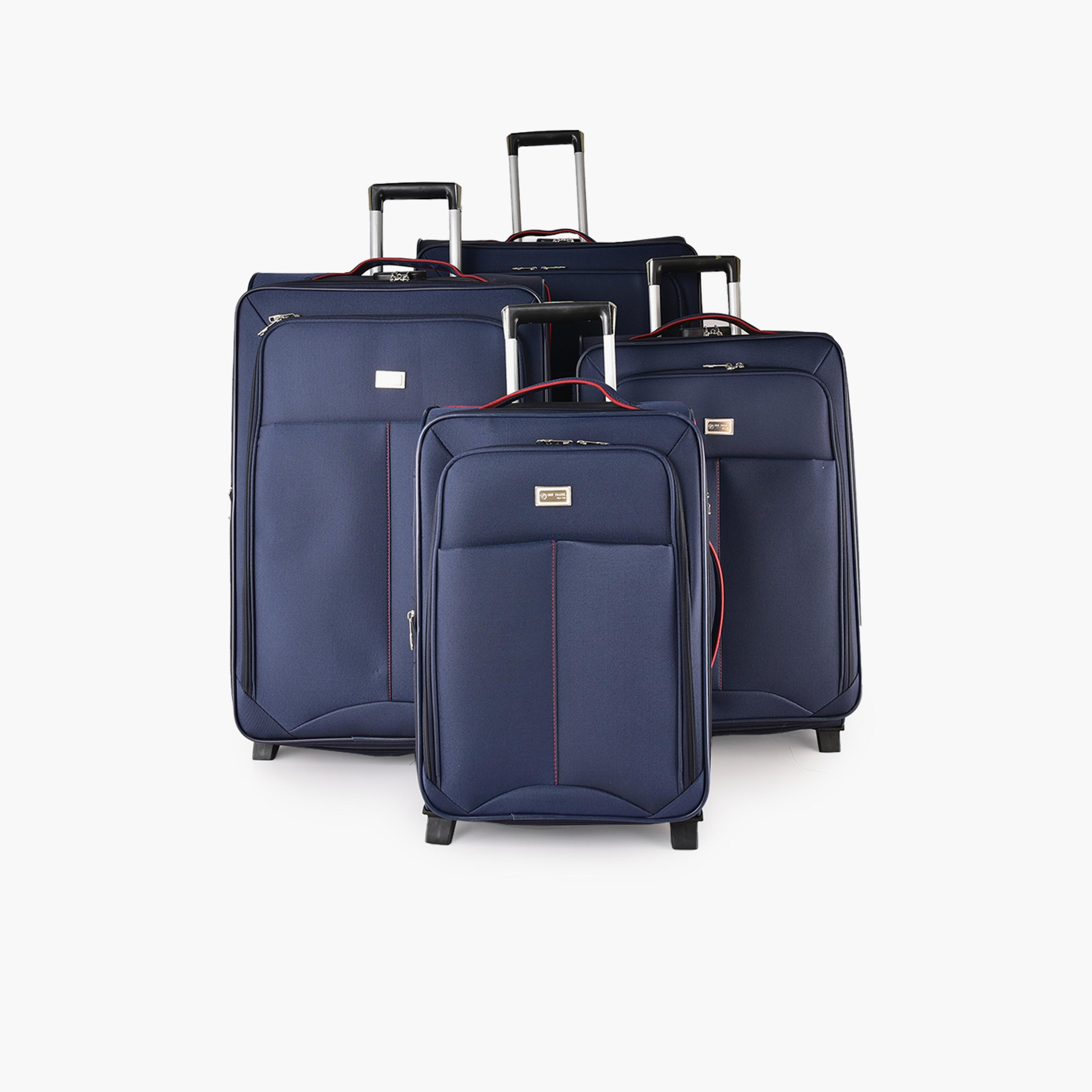 New Travel Set of 4 Polyester Soft Sided 2-Wheeler Inline Trolley Bag with Combination Lock-travel-luggagesandbags-luggage-image-1