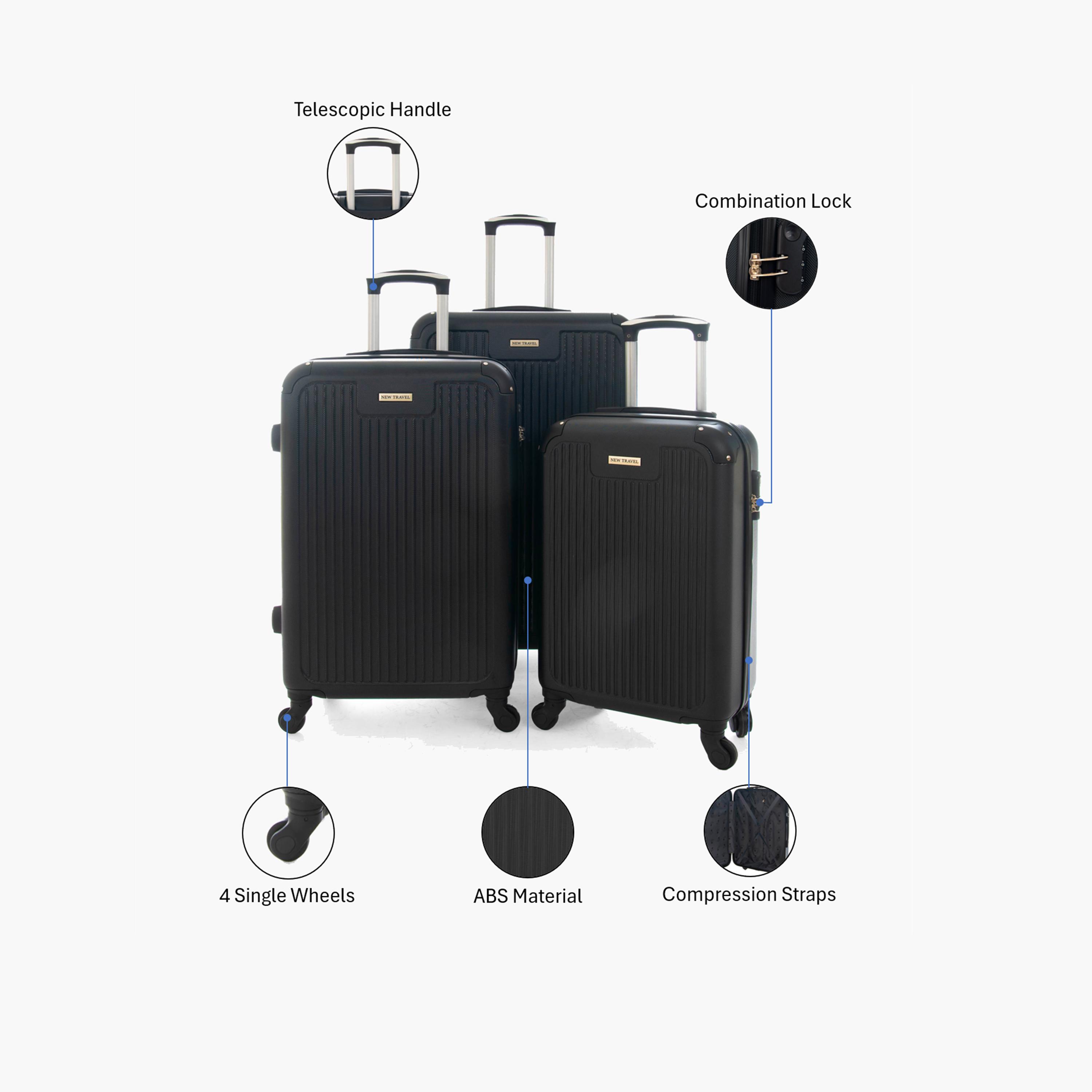 New Travel Set of 3 ABS Hard Sided 4-Wheeler Spinner Trolley Bag with Combination Lock-travel-luggagesandbags-luggage-image-2