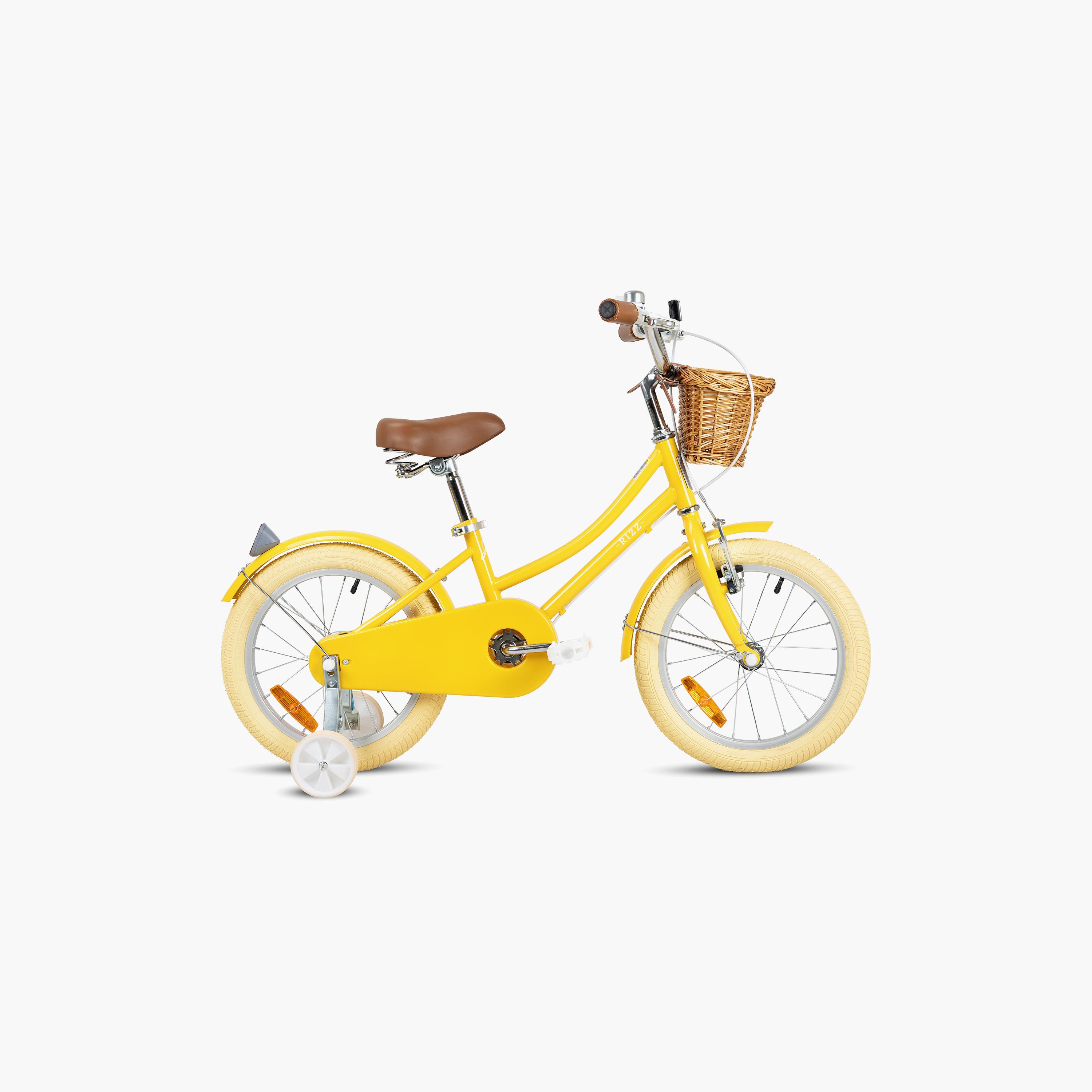 Rizz Platinum Junior Bicycle with Basket & Training Wheels - 14 Inch - Yellow Gloss-toys-outdoor-bikesandrideons-bikes-image-2