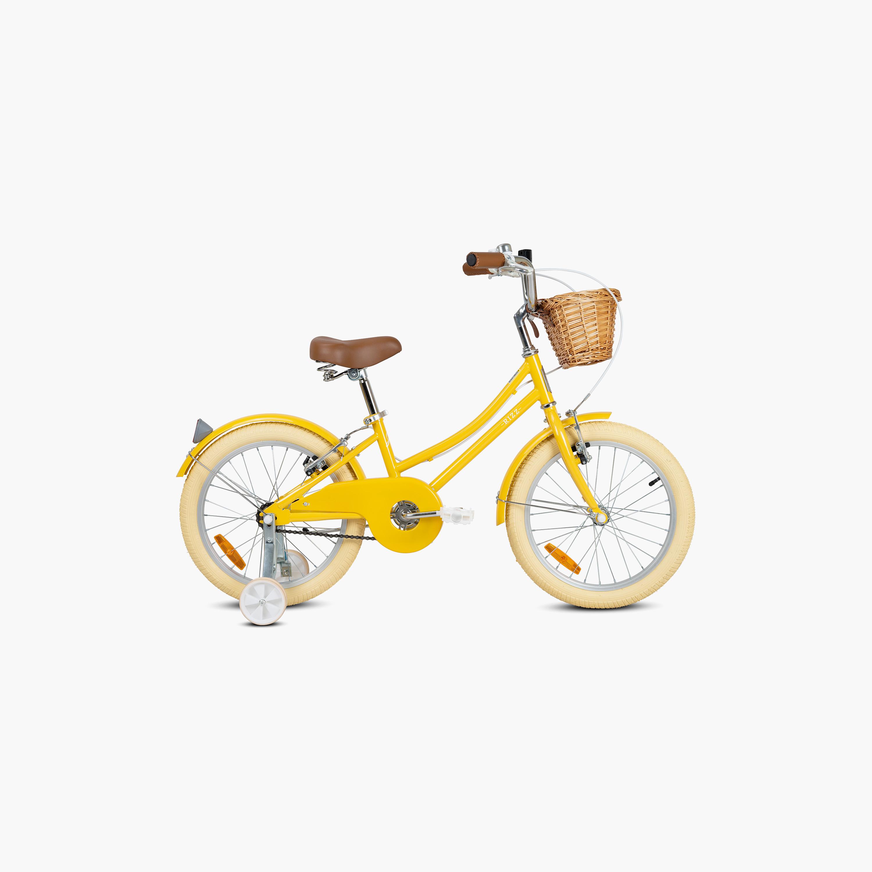 Rizz Platinum Junior Bicycle with Basket & Training Wheels - 18 Inch - Yellow Gloss-toys-outdoor-bikesandrideons-bikes-image-2