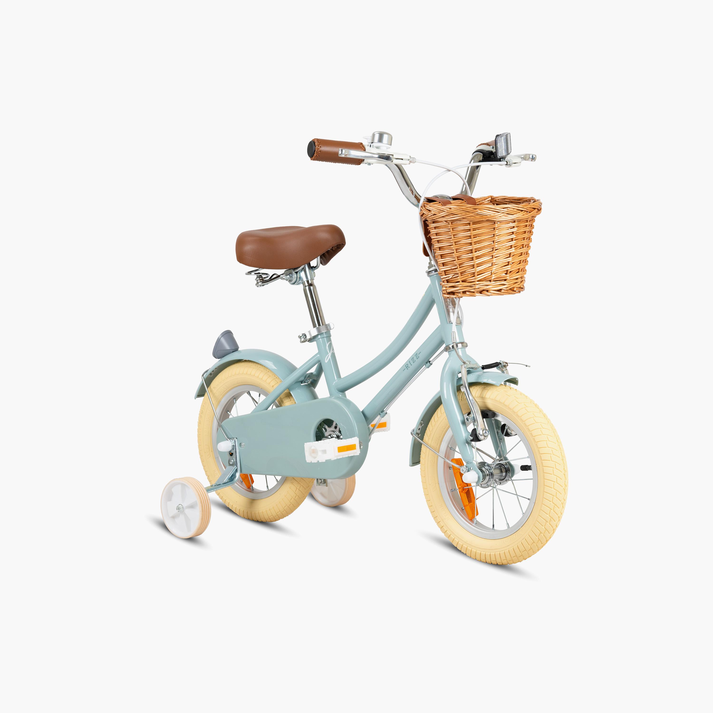 دراجة ريز بلاتينيوم جونيور للأطفال مع سلة وعجلات تدريب - 12 بوصة - رمادي لامع-toys-outdoor-bikesandrideons-bikes-image-1