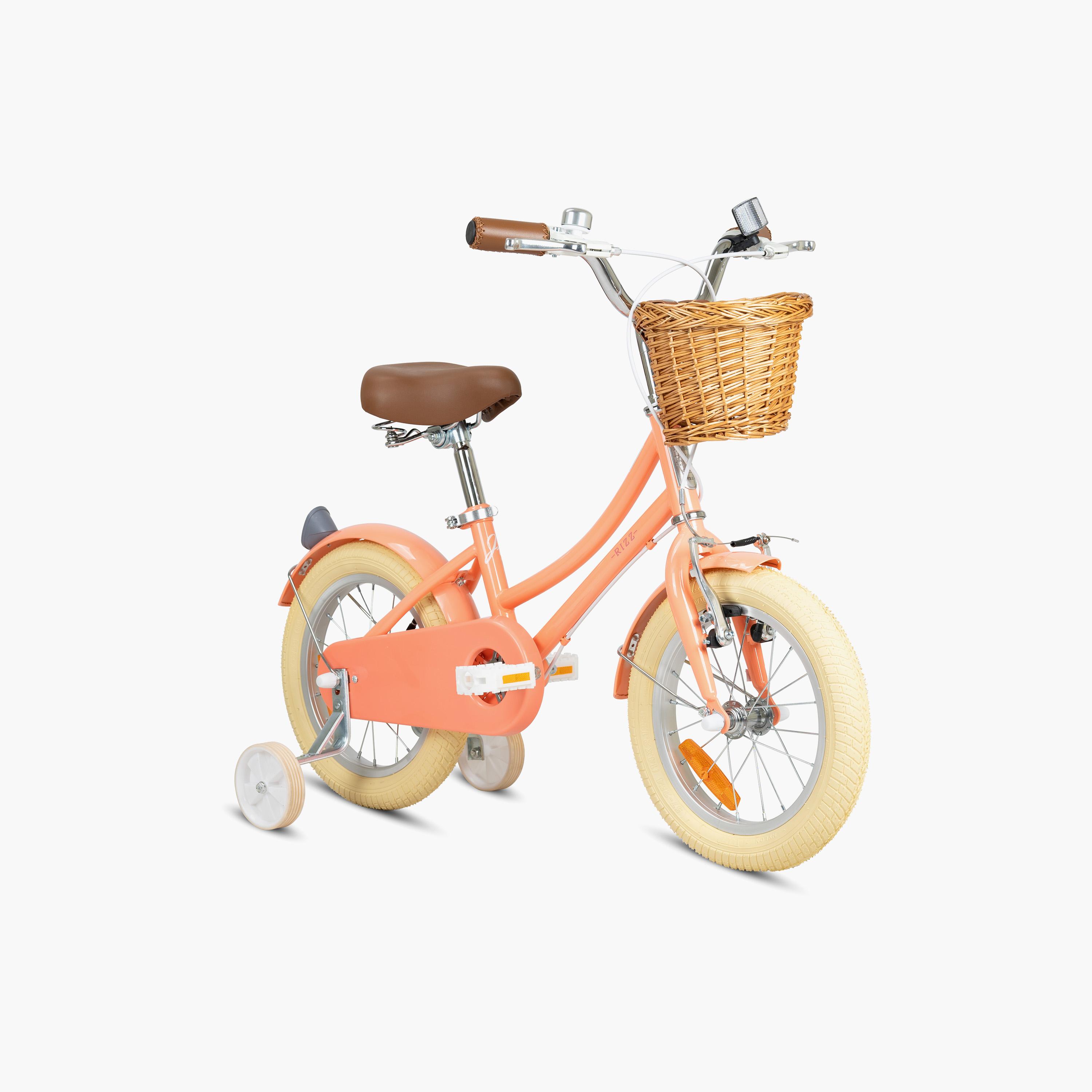 دراجة ريز بلاتينيوم جونيور للأطفال مع سلة وعجلات تدريب - 12 بوصة - خوخي لامع-toys-outdoor-bikesandrideons-bikes-image-1