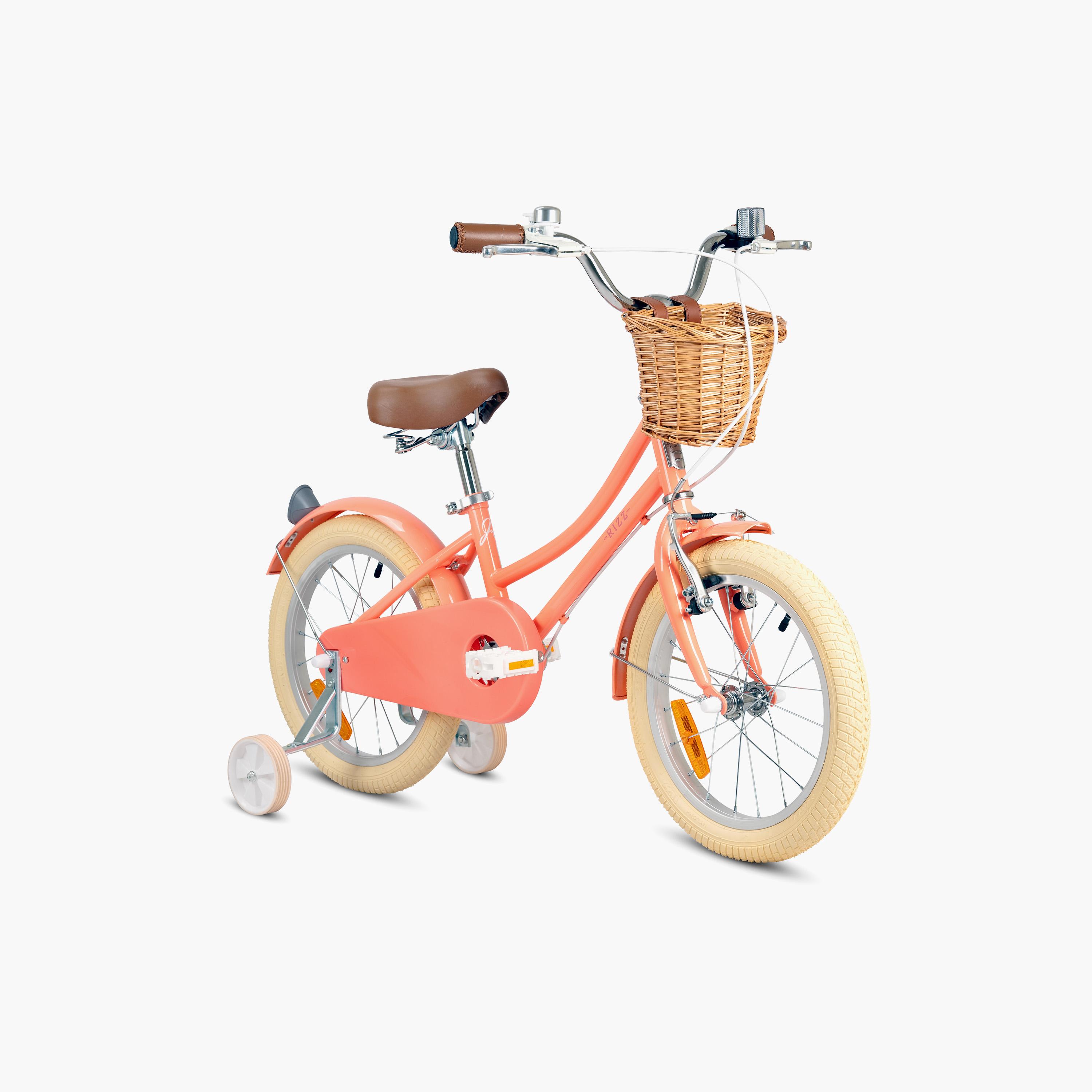 Rizz Platinum Junior Bicycle with Basket & Training Wheels - 14 Inch - Peach Gloss-toys-outdoor-bikesandrideons-bikes-image-1
