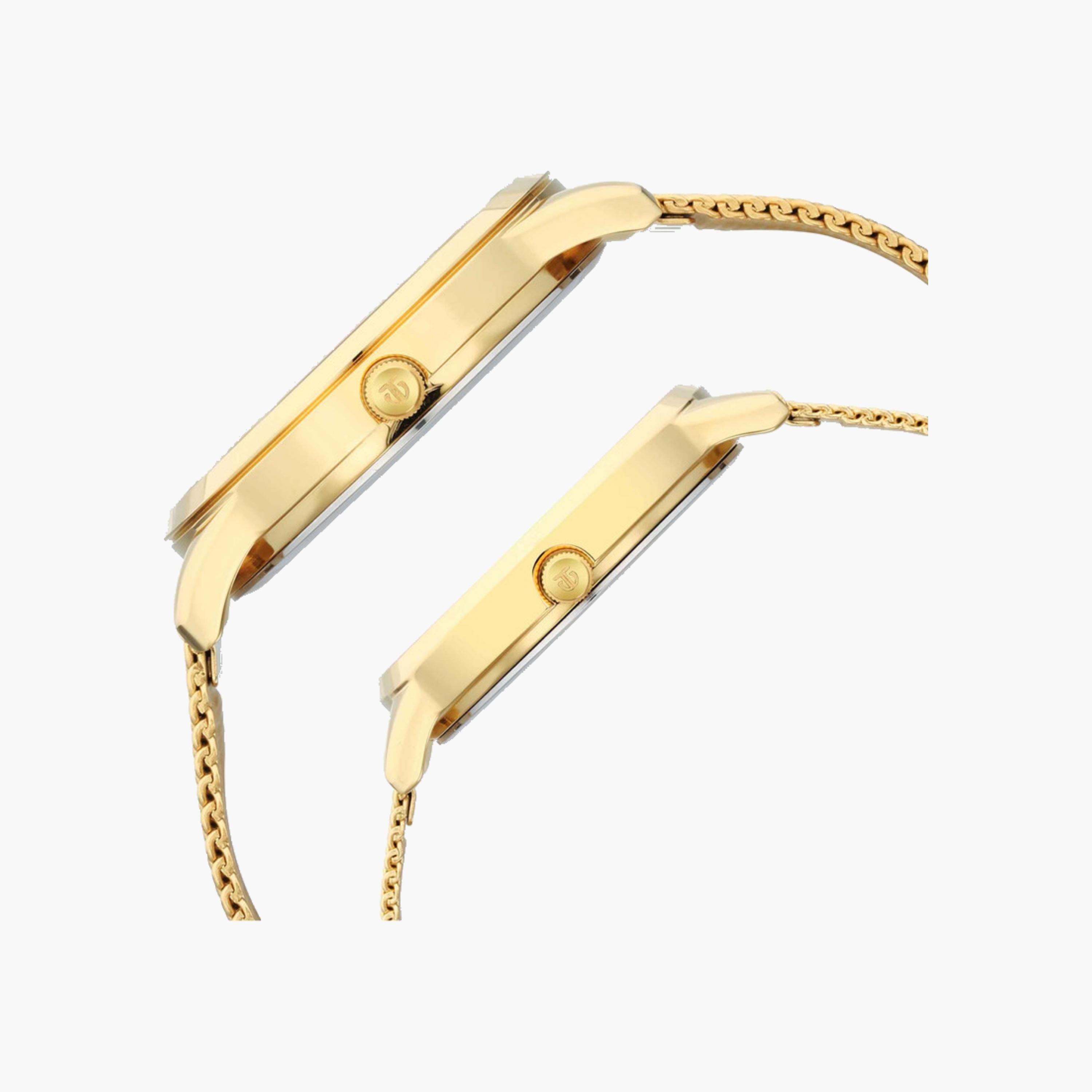 Gold-Tone Couple Watch Set Mesh Strap-men-watchesandjewellery-watches-image-5