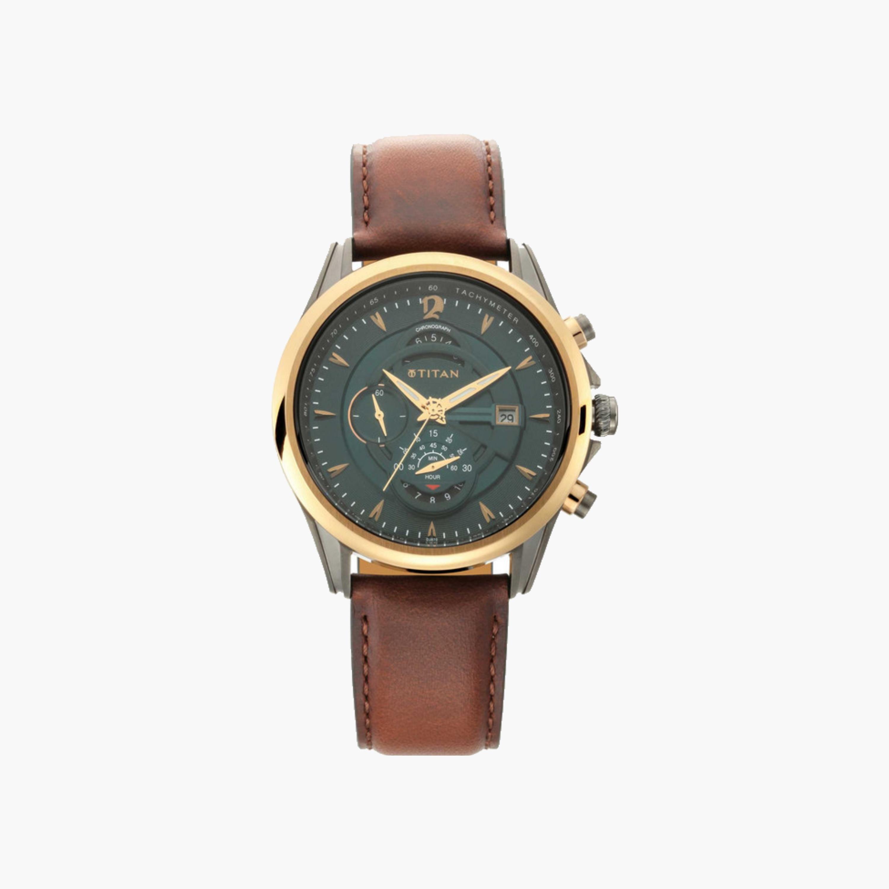 Chronograph Men's Watch, Leather Strap-men-watchesandjewellery-watches-image-1