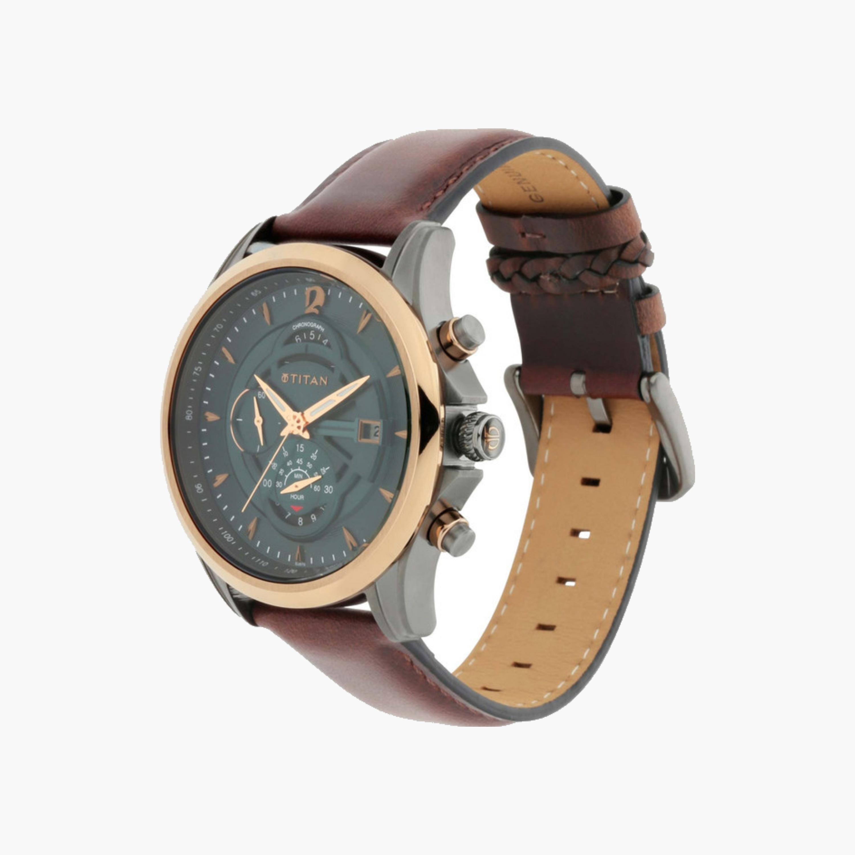Chronograph Men's Watch, Leather Strap-men-watchesandjewellery-watches-image-2